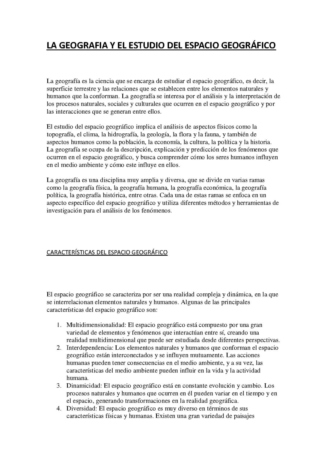 LA GEOGRAFIA Y EL ESTUDIO DEL ESPACIO GEOGRÁFICO