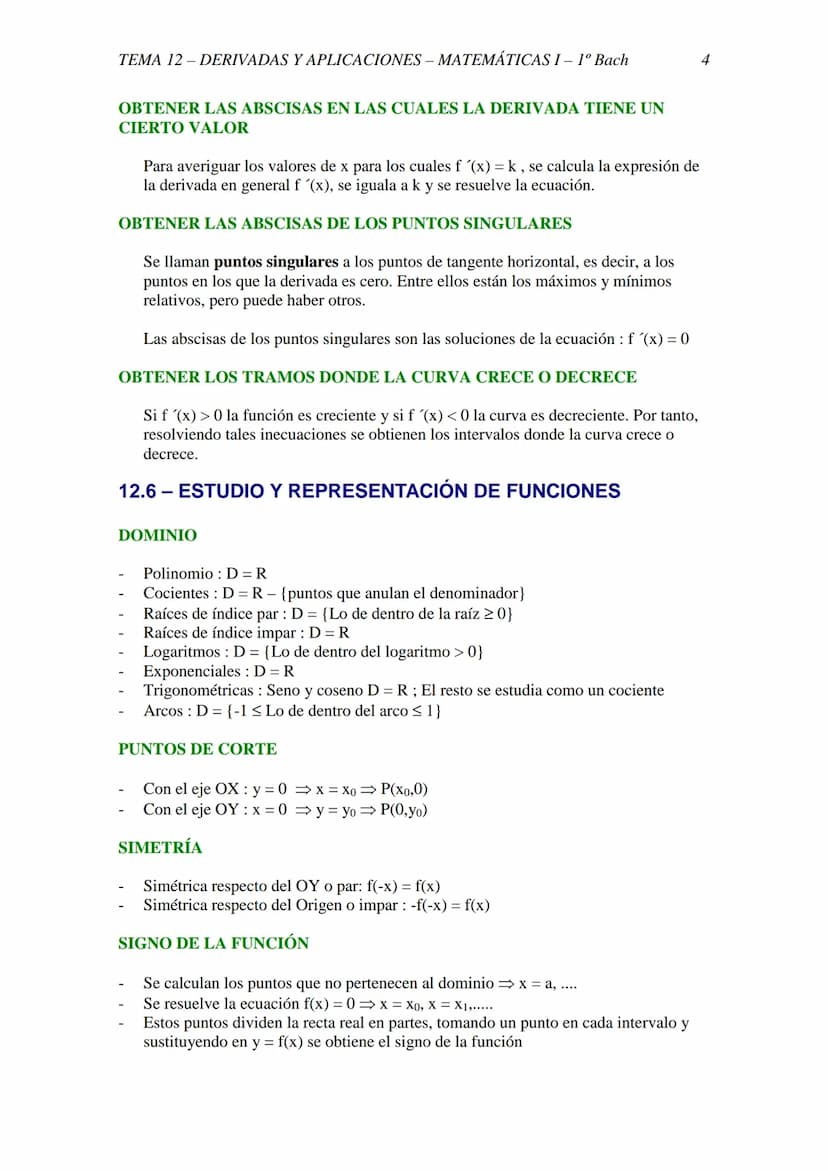 TEMA 12-DERIVADAS Y APLICACIONES - MATEMÁTICAS I - 1º Bach
TEMA 12 - INICIACIÓN AL CÁLCULO DE DERIVADAS.
APLICACIONES
12.1 - CRECIMIENTO DE 