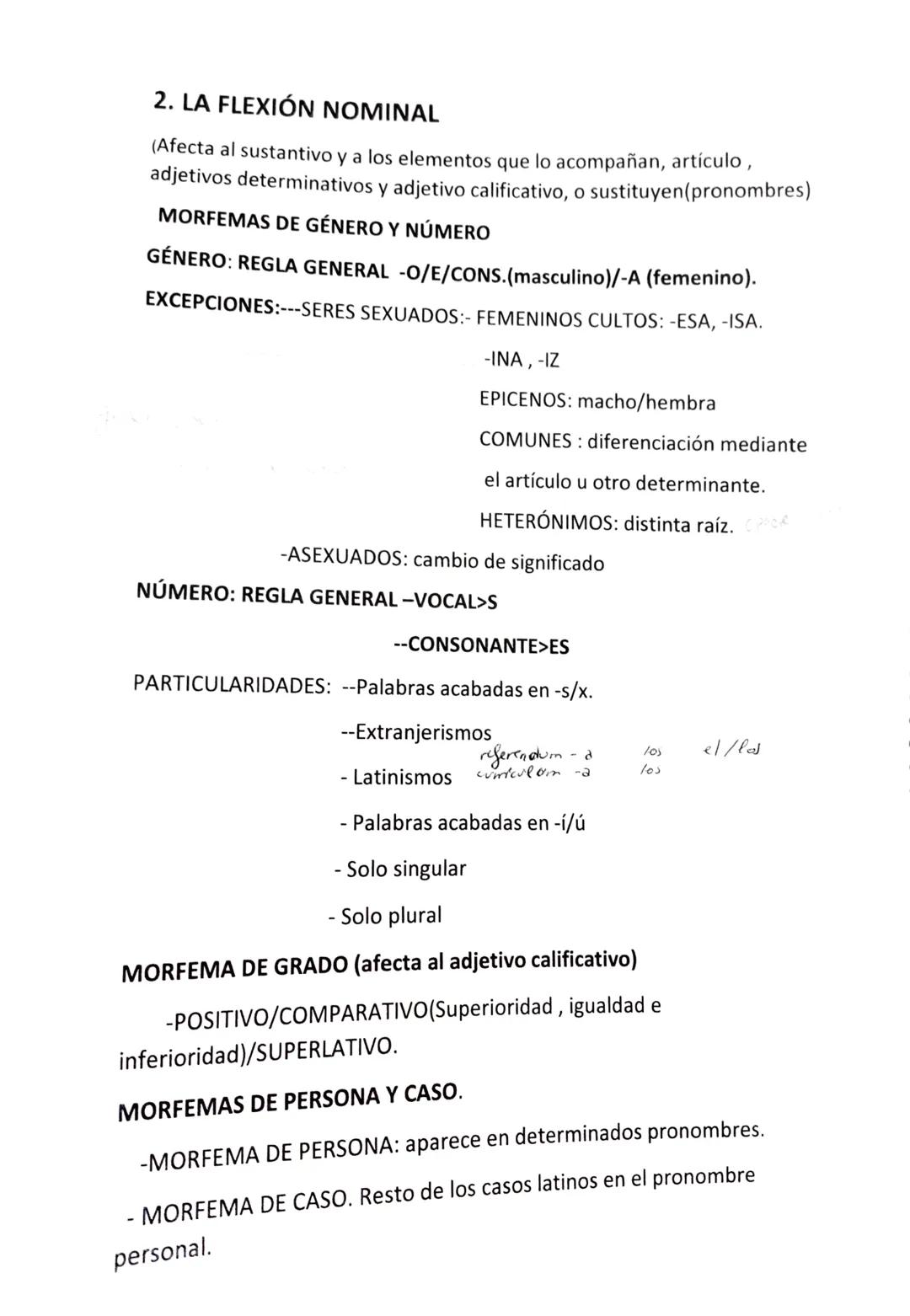 MORFOLOGÍA: LA PALABRA
A) CONSTITUYENTES DE LA PALABRA: LEXEMA +
MORFEMAS
LEXEMA: aporta el significado léxico (llamado también raíz
o seman