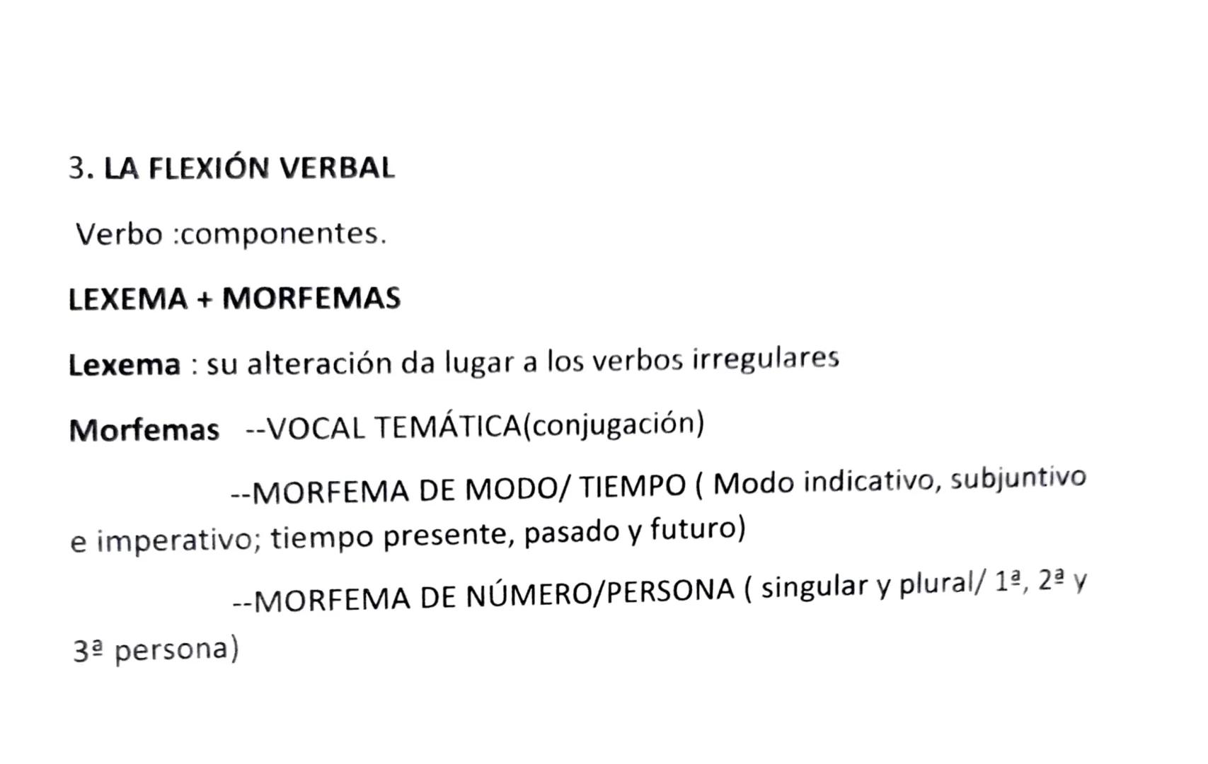 MORFOLOGÍA: LA PALABRA
A) CONSTITUYENTES DE LA PALABRA: LEXEMA +
MORFEMAS
LEXEMA: aporta el significado léxico (llamado también raíz
o seman