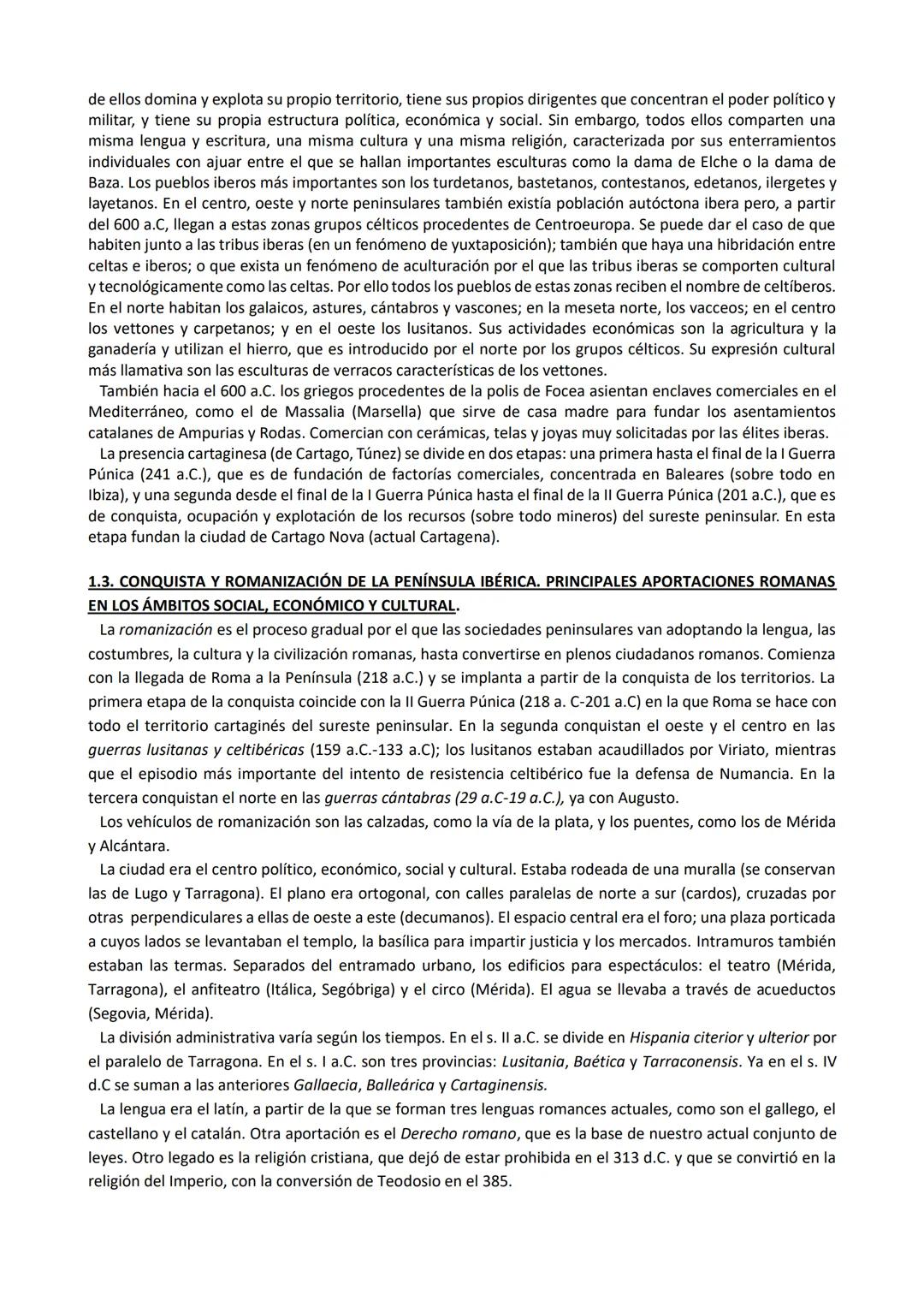 BLOQUE 1: LA PENÍNSULA IBÉRICA DESDE LOS PRIMEROS HUMANOS HASTA LA DESAPARICIÓN DE LA
MONARQUÍA VISIGODA
1.1. SOCIEDAD Y ECONOMÍA EN EL PALE