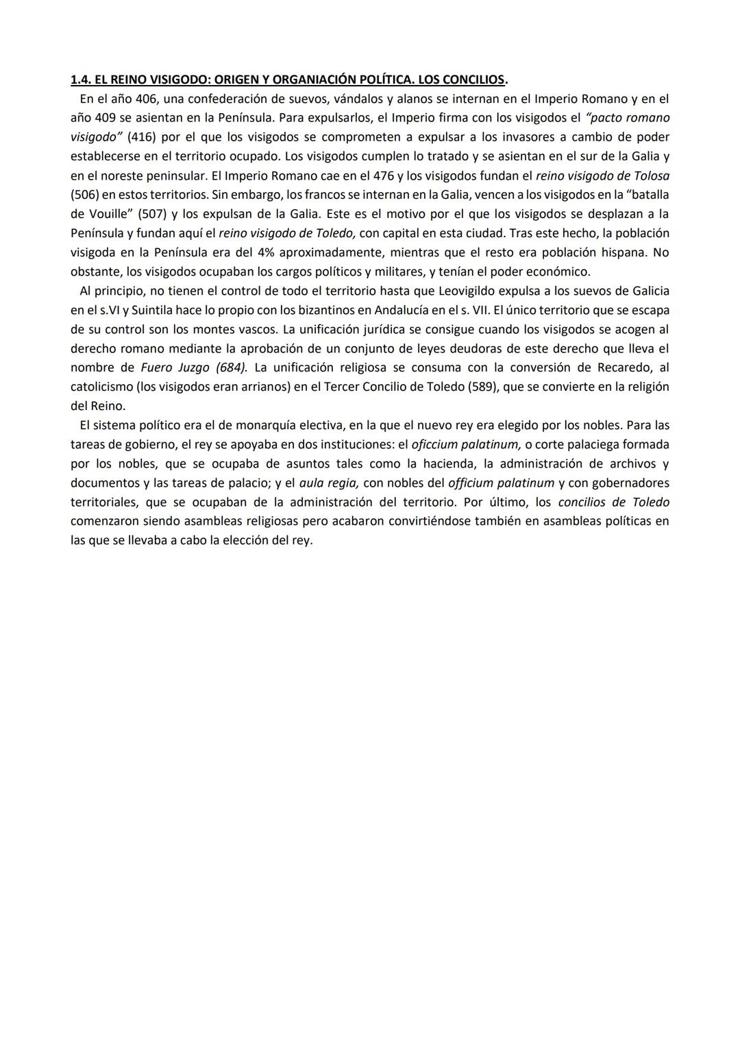 BLOQUE 1: LA PENÍNSULA IBÉRICA DESDE LOS PRIMEROS HUMANOS HASTA LA DESAPARICIÓN DE LA
MONARQUÍA VISIGODA
1.1. SOCIEDAD Y ECONOMÍA EN EL PALE
