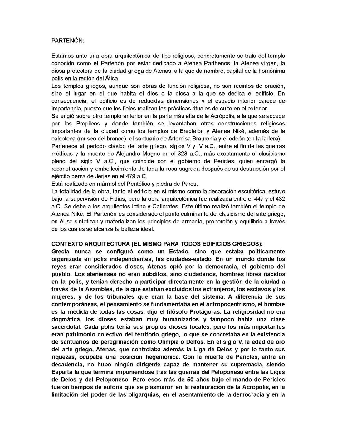 Análisis del Partenón Griego: Comentario y Arquitectura