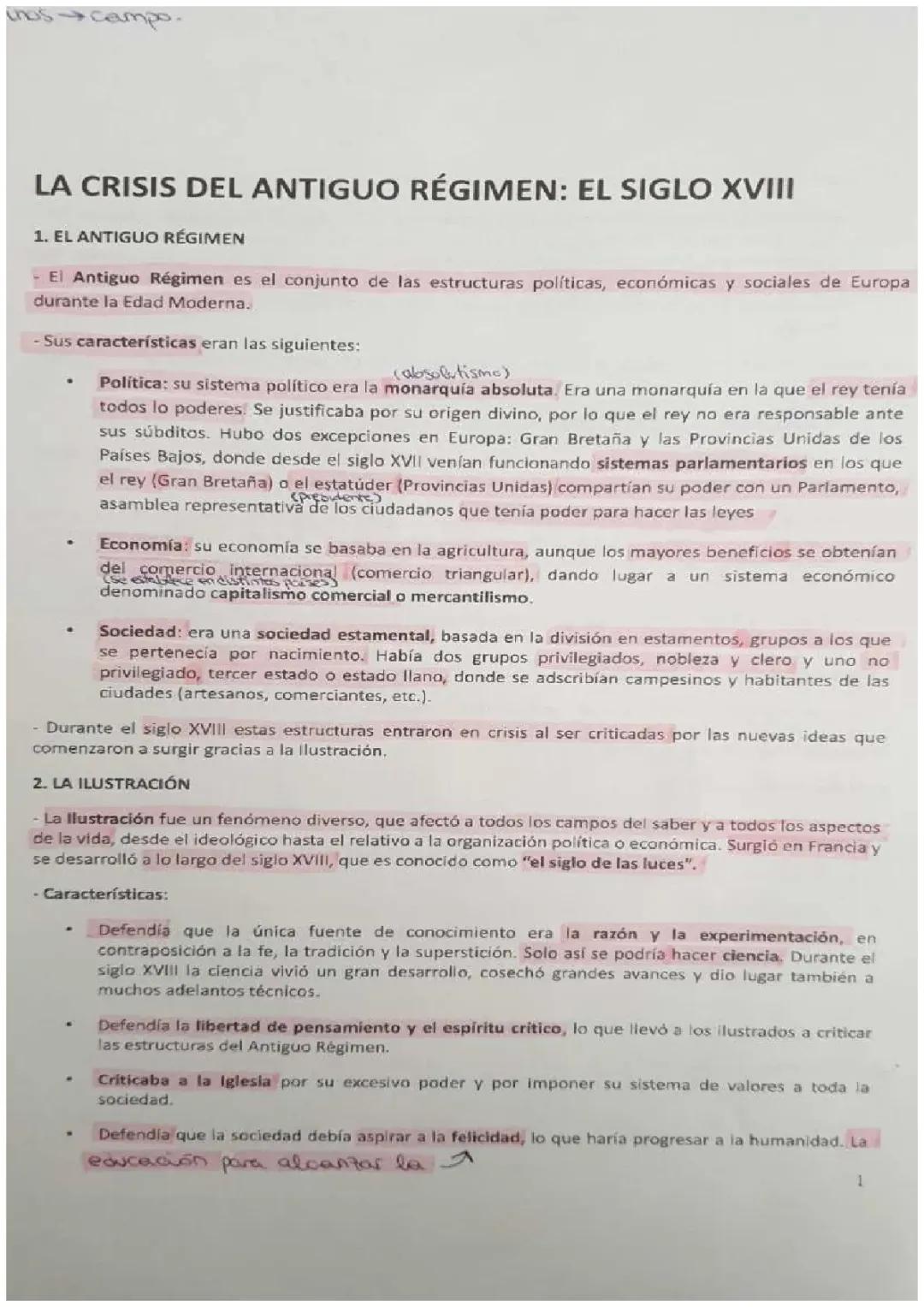 La crisis del Antiguo Régimen : siglo XVIII