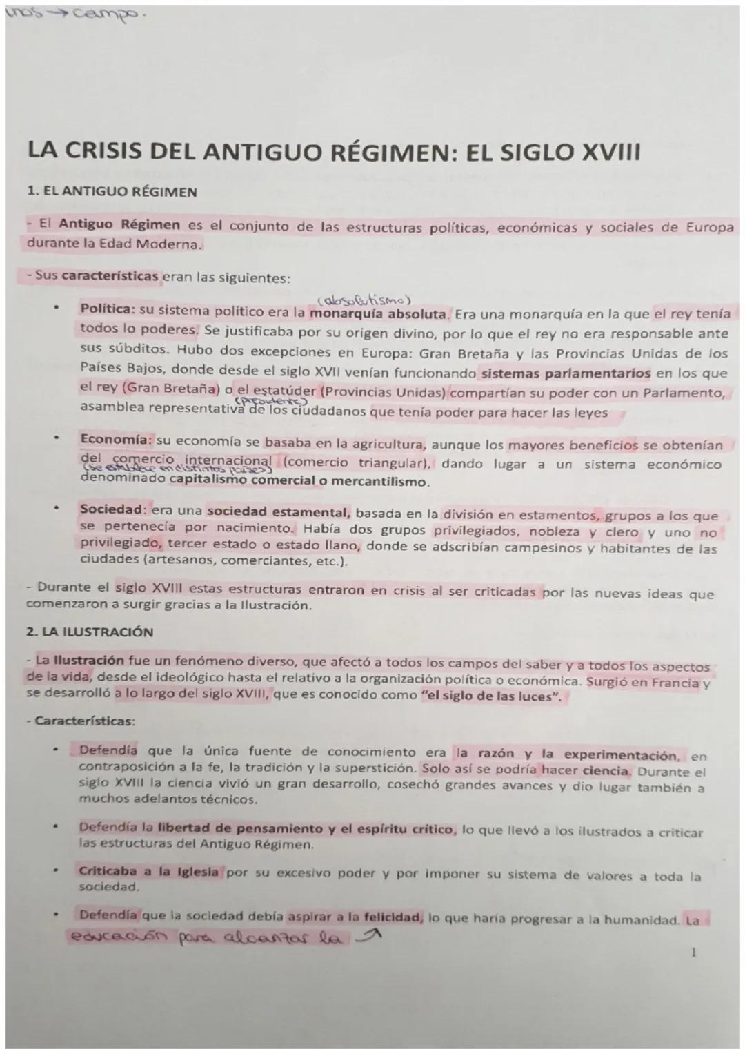 inos
·campo.
LA CRISIS DEL ANTIGUO RÉGIMEN: EL SIGLO XVIII
1. EL ANTIGUO RÉGIMEN
- El Antiguo Régimen es el conjunto de las estructuras polí