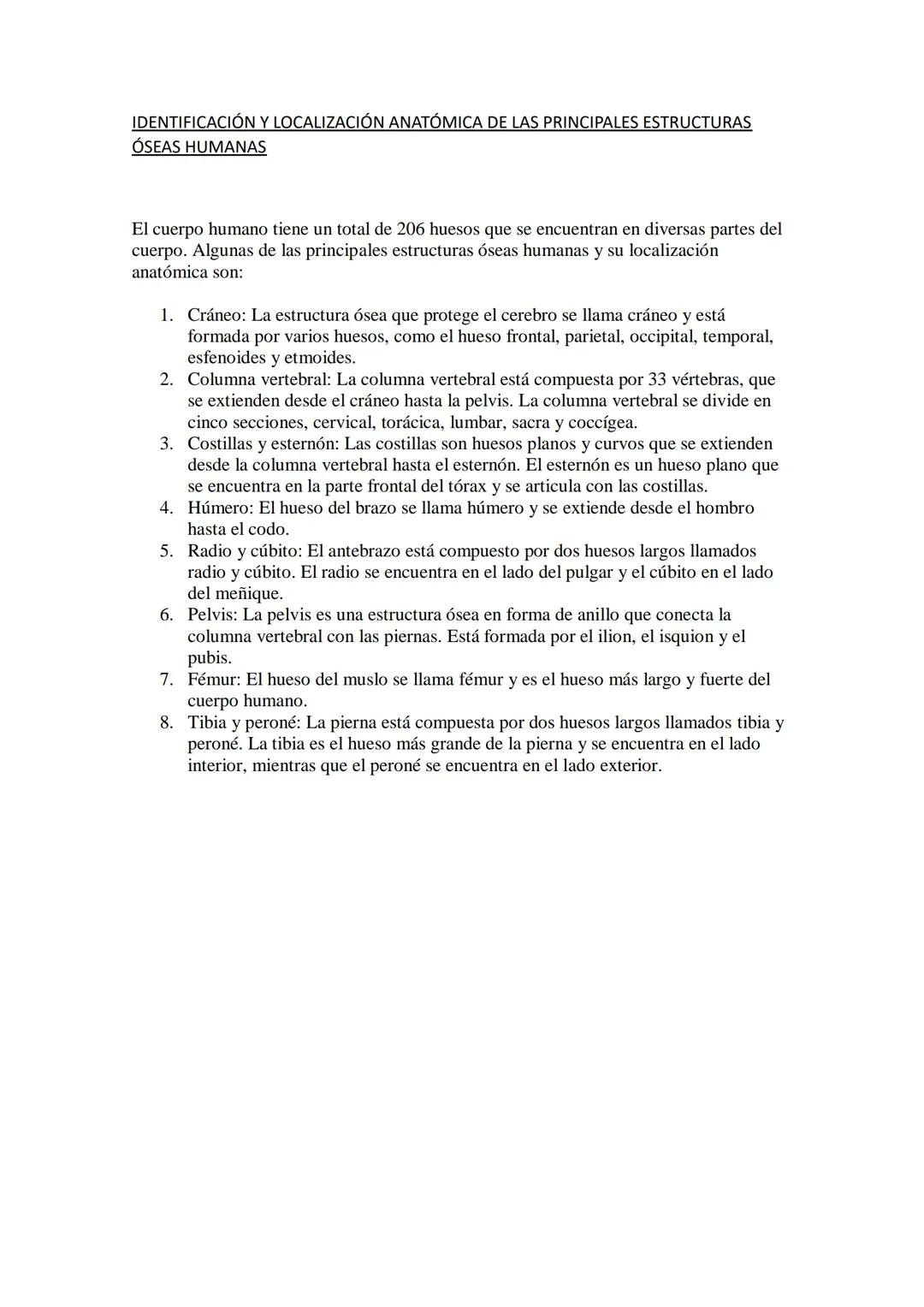 SISTEMA ÓSEO
El sistema óseo es el conjunto de estructuras del cuerpo humano que se encarga de
sostenerlo, proteger los órganos internos, pe
