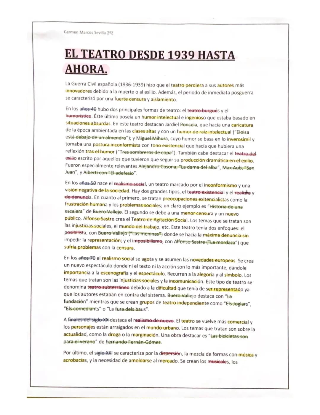 Historia del teatro español: desde 1939 hasta nuestros días