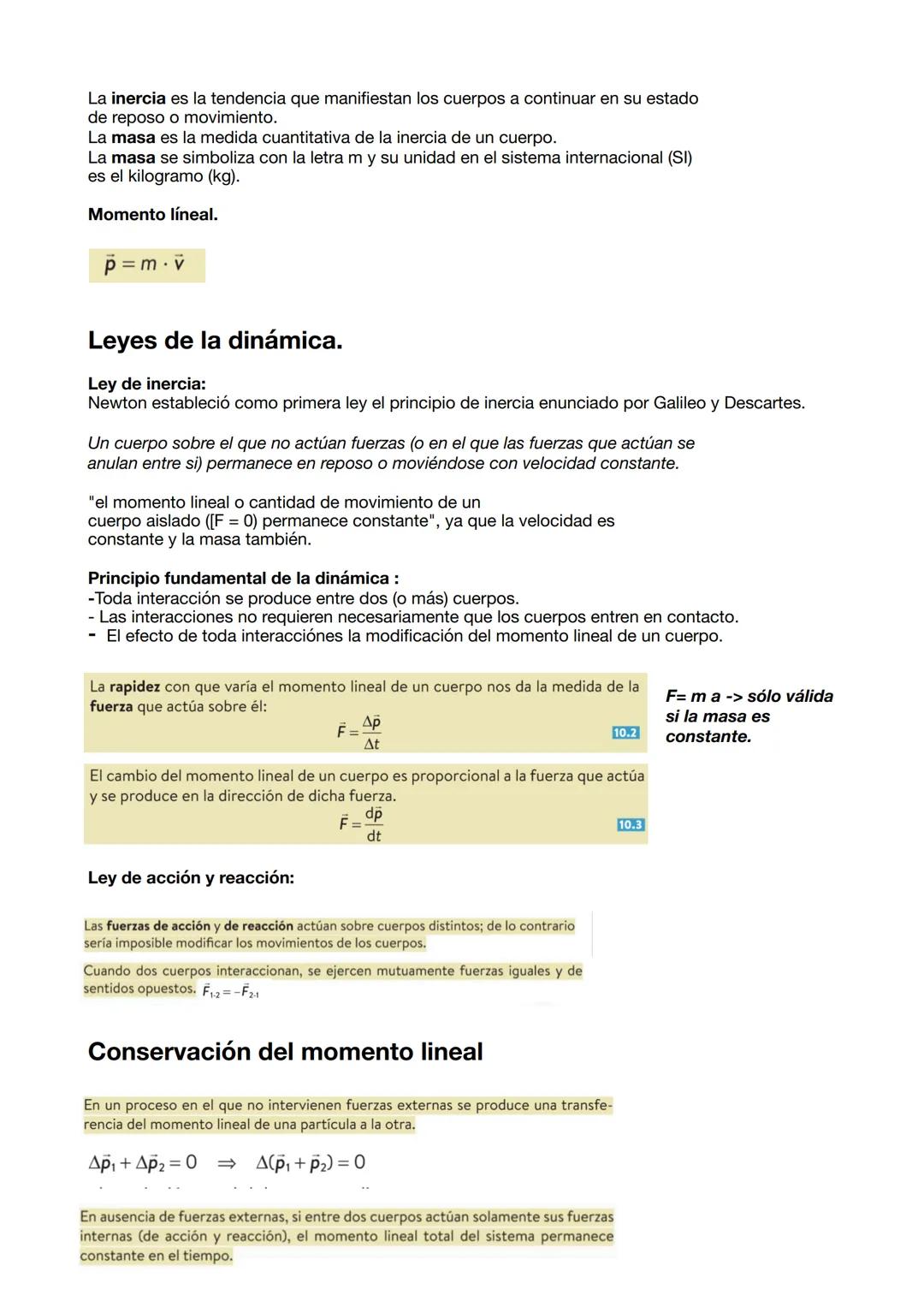 La inercia es la tendencia que manifiestan los cuerpos a continuar en su estado
de reposo o movimiento.
La masa es la medida cuantitativa de