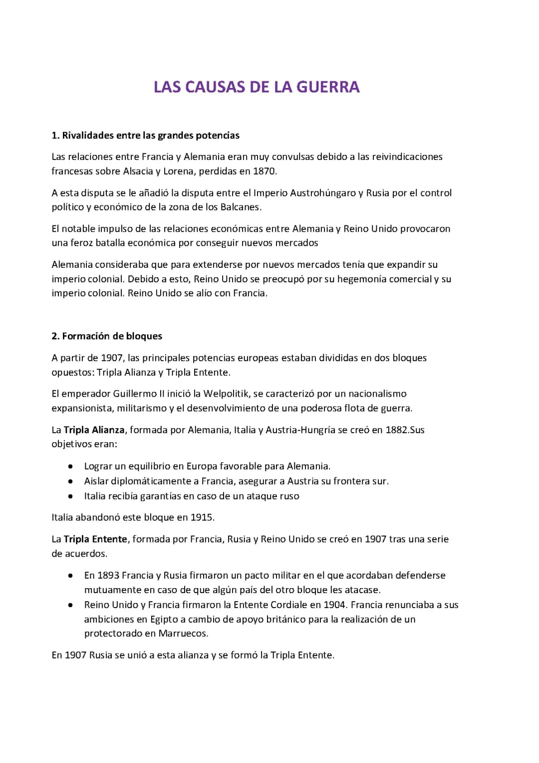 Primera Guerra Mundial: Causas