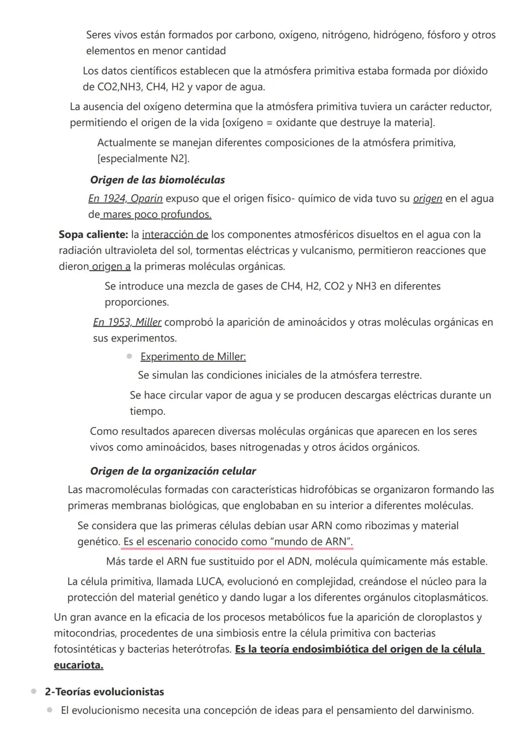 Biología - T5 - Origen y evolución de los seres vivos
• 1-Primeras teorías
● Explicaciones al origen de la vida
• Creacionismo
• Explicacion