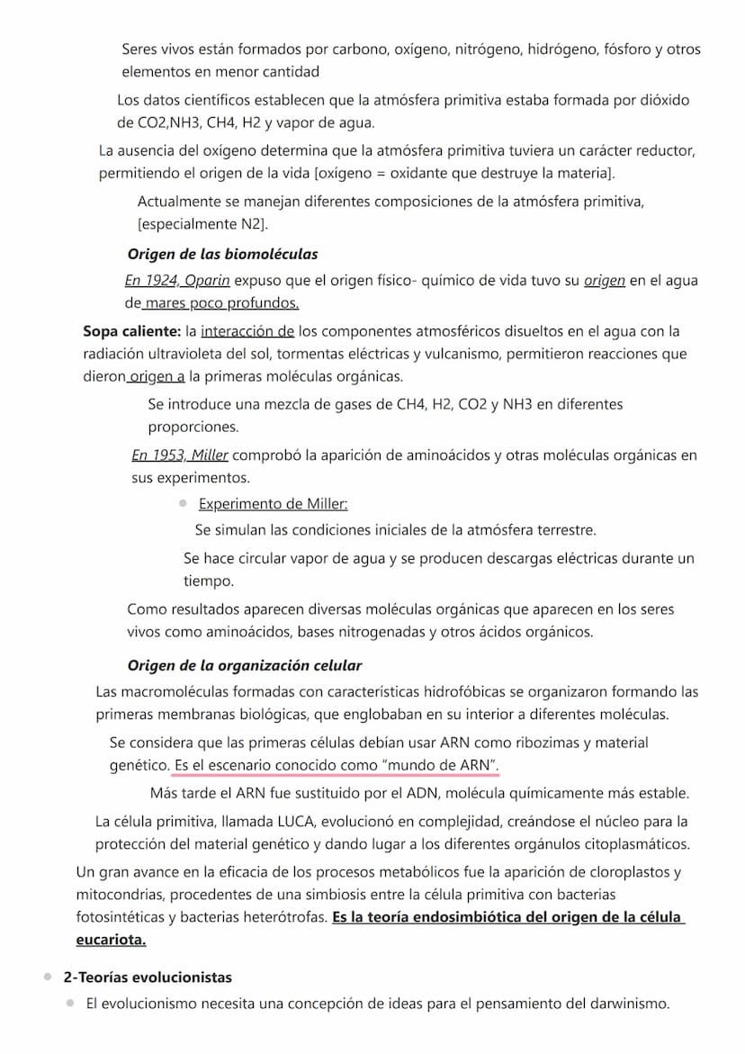 Biología - T5 - Origen y evolución de los seres vivos
• 1-Primeras teorías
● Explicaciones al origen de la vida
• Creacionismo
• Explicacion