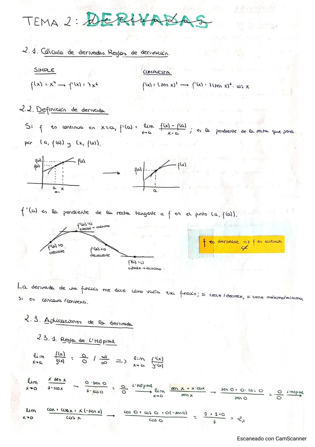 
<p>En el tema 2, se aborda el cálculo de derivadas y las reglas de derivación. La derivada de x^2 es 7x^6.</p>
<h2 id="definicindederivada"