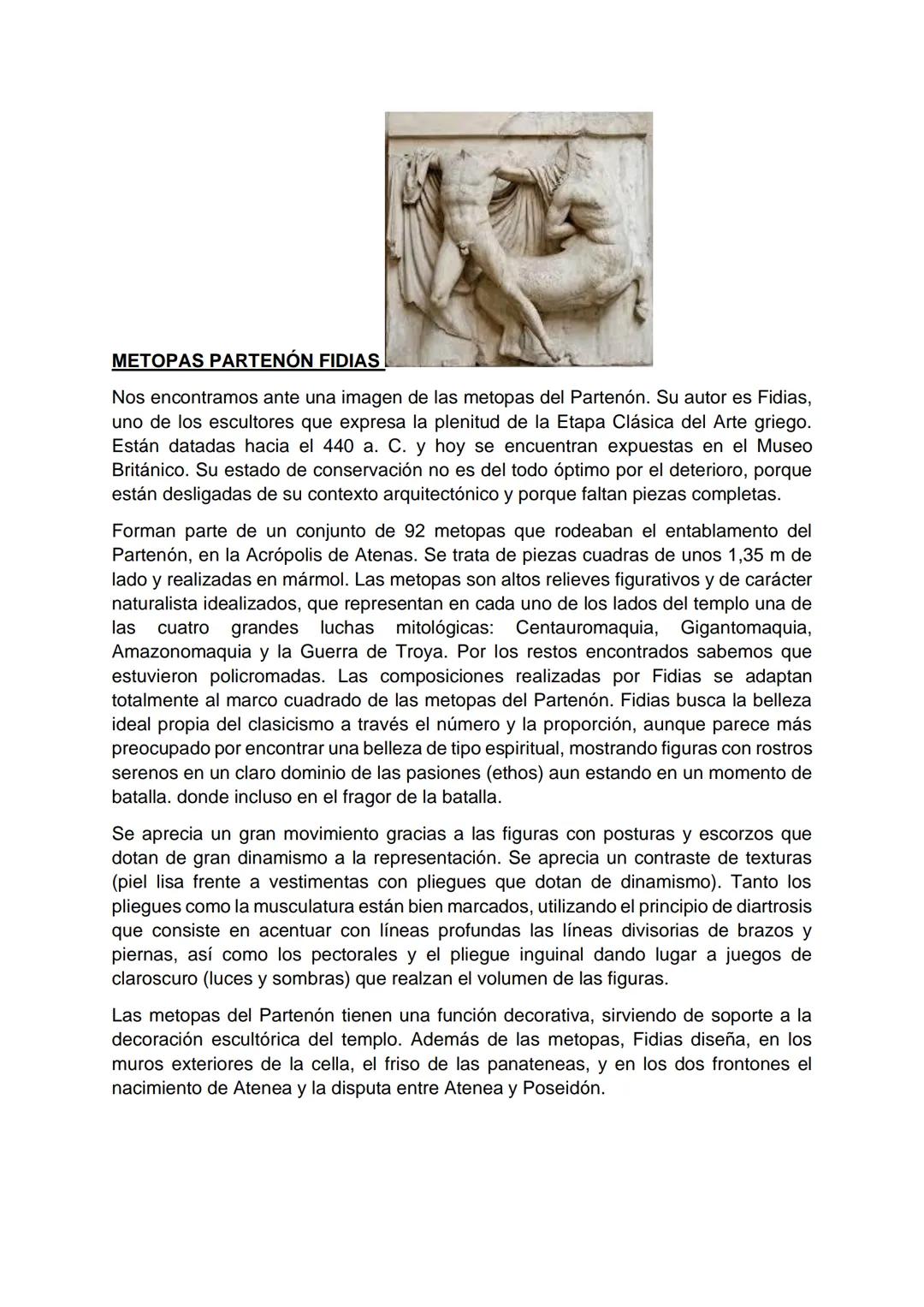 Comentarios sobre el Arte Griego para Exámenes PAU