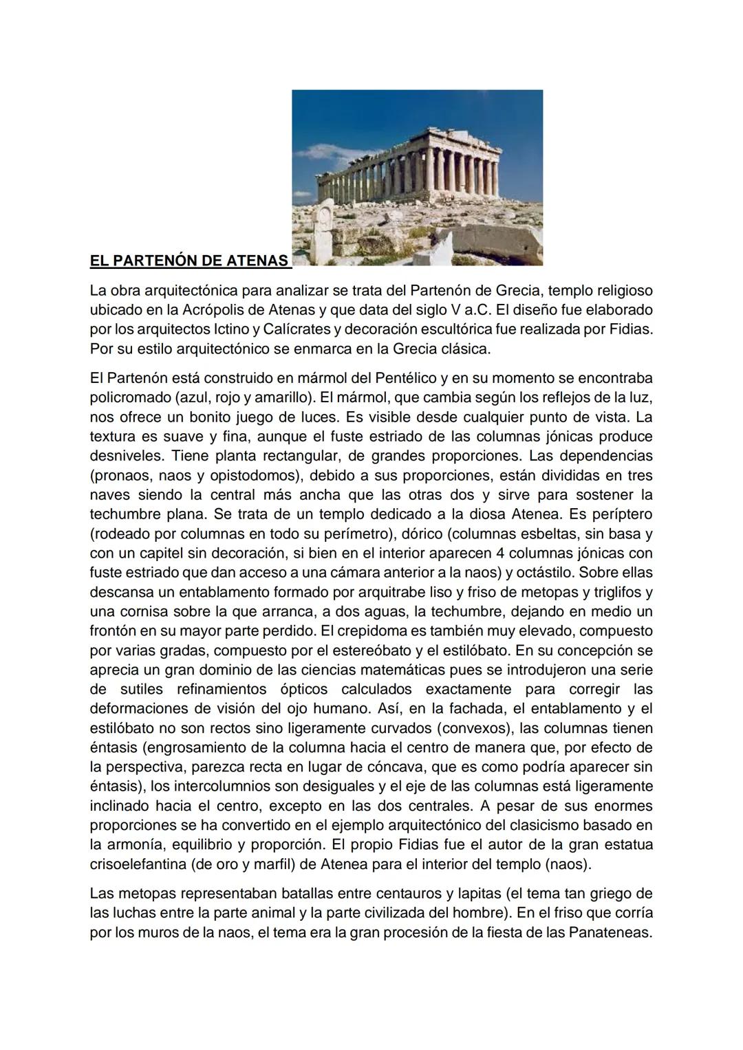 METOPAS PARTENÓN FIDIAS
Nos encontramos ante una imagen de las metopas del Partenón. Su autor es Fidias,
uno de los escultores que expresa l