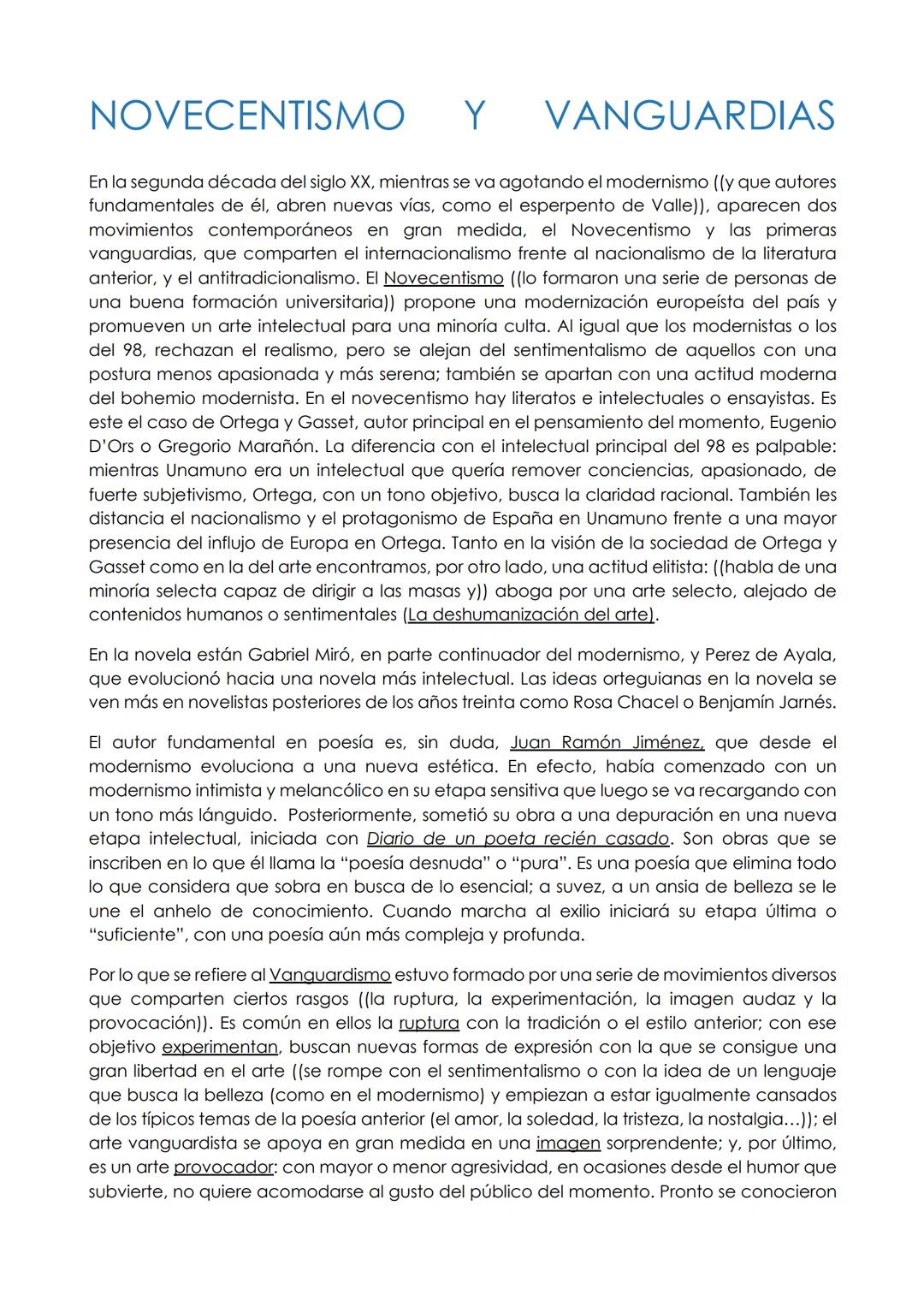 # NOVECENTISMO

Y VANGUARDIAS

En la segunda década del siglo XX, mientras se va agotando el modernismo ((y que autores
fundamentales de él,