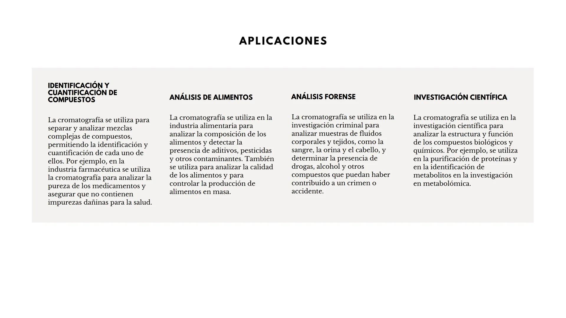# LA CROMATOGRAFIA

María Sánchez # INTRODUCCIÓN

La cromatografía es una técnica analítica que se utiliza para separar y purificar componen