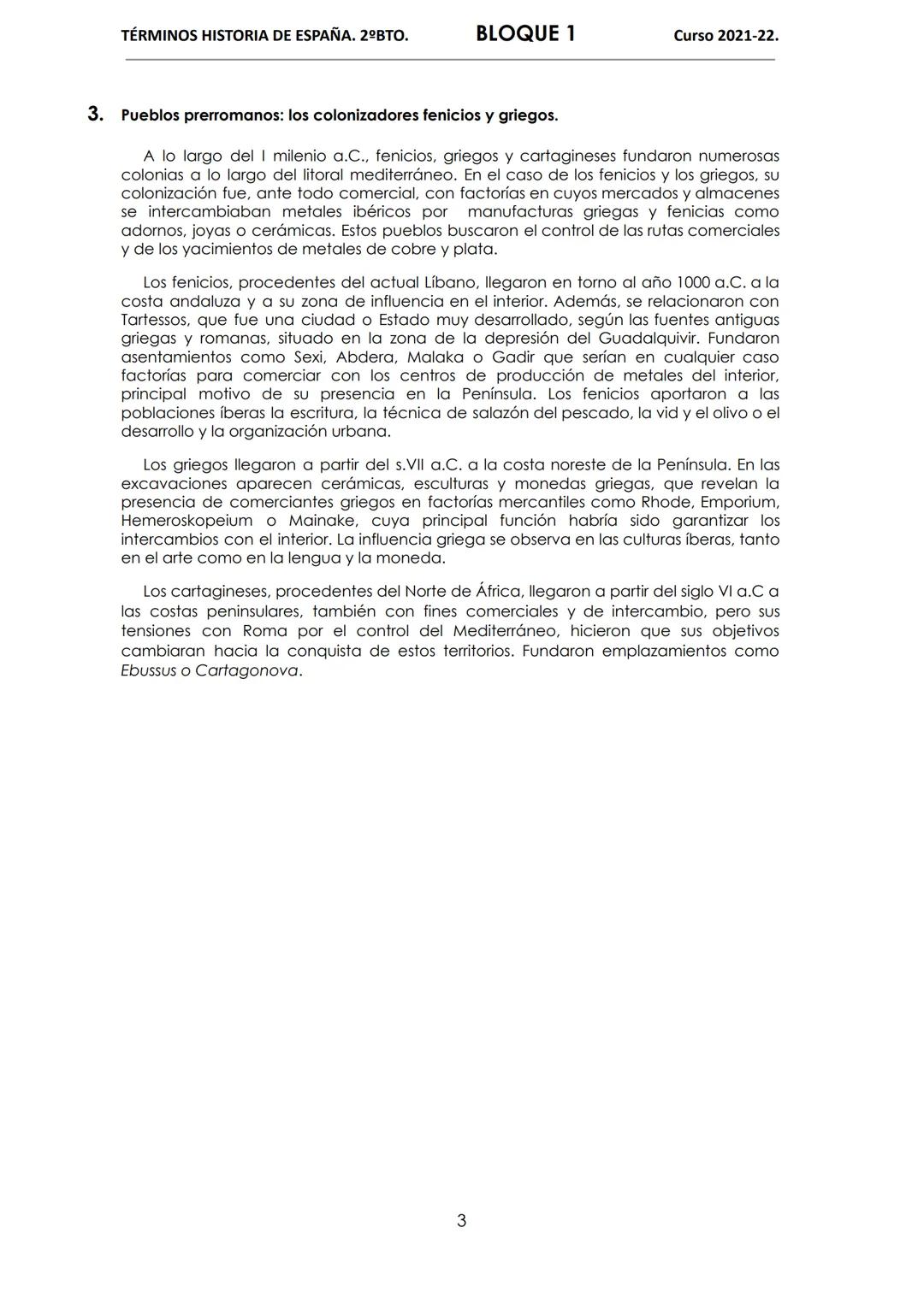 TÉRMINOS HISTORIA DE ESPAÑA. 2ºBTO.
BLOQUE 1
Curso 2021-22.

1. Economía y sociedad en el Paleolítico peninsular.

El Paleolítico en la Pení