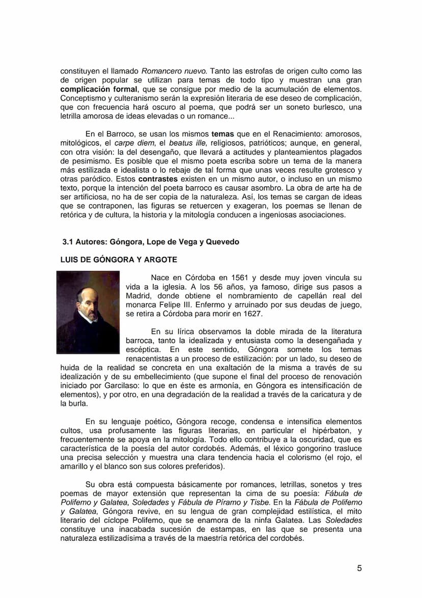 TEMA 10: LA LITERATURA BARROCA (SIGLO XVII)
1. Introducción
2. Características generales de la literatura barroca
2.1. Conceptismo y cultera