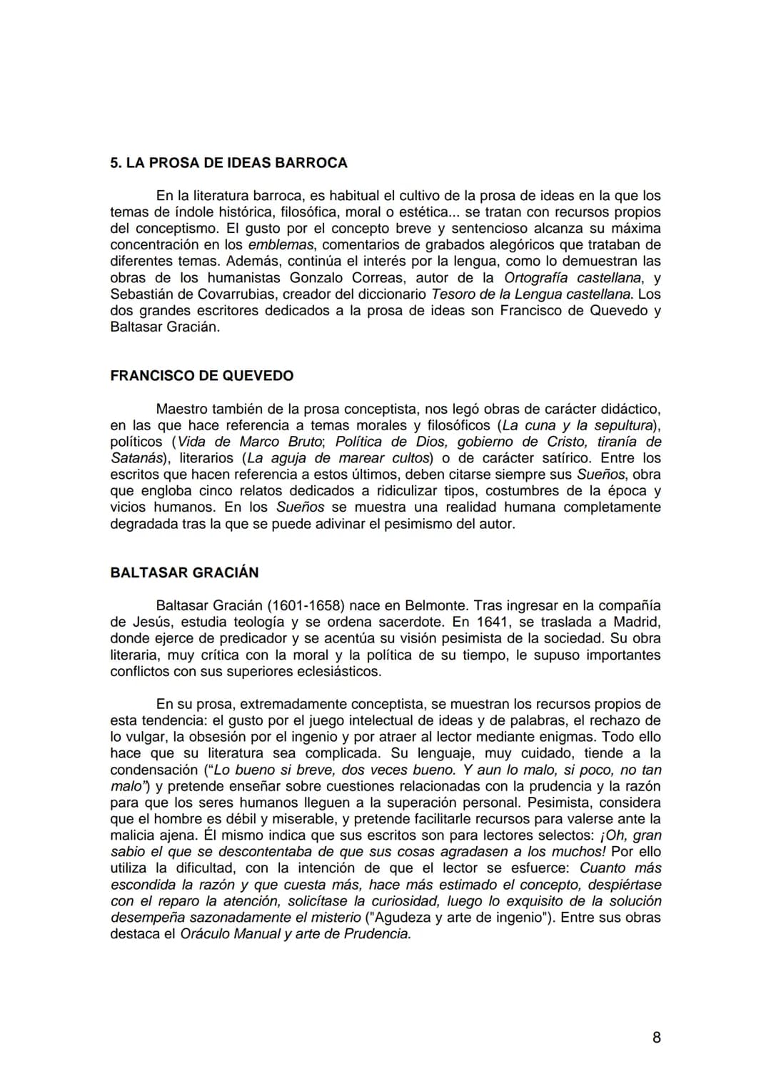TEMA 10: LA LITERATURA BARROCA (SIGLO XVII)
1. Introducción
2. Características generales de la literatura barroca
2.1. Conceptismo y cultera