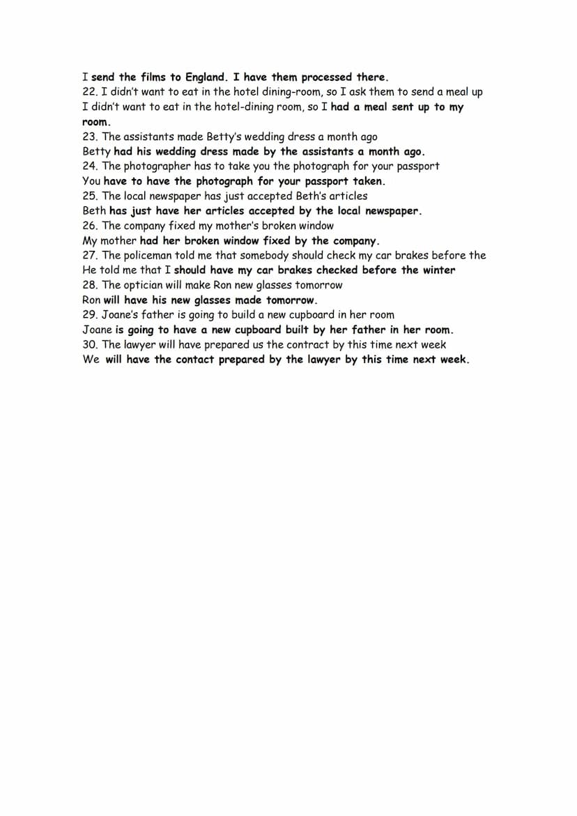 
<h2 id="changeintopassivevoiceexercises">Change into Passive Voice Exercises</h2>
<ol>
<li>My mother cooks a cake on Saturdays</li>
</ol>
<