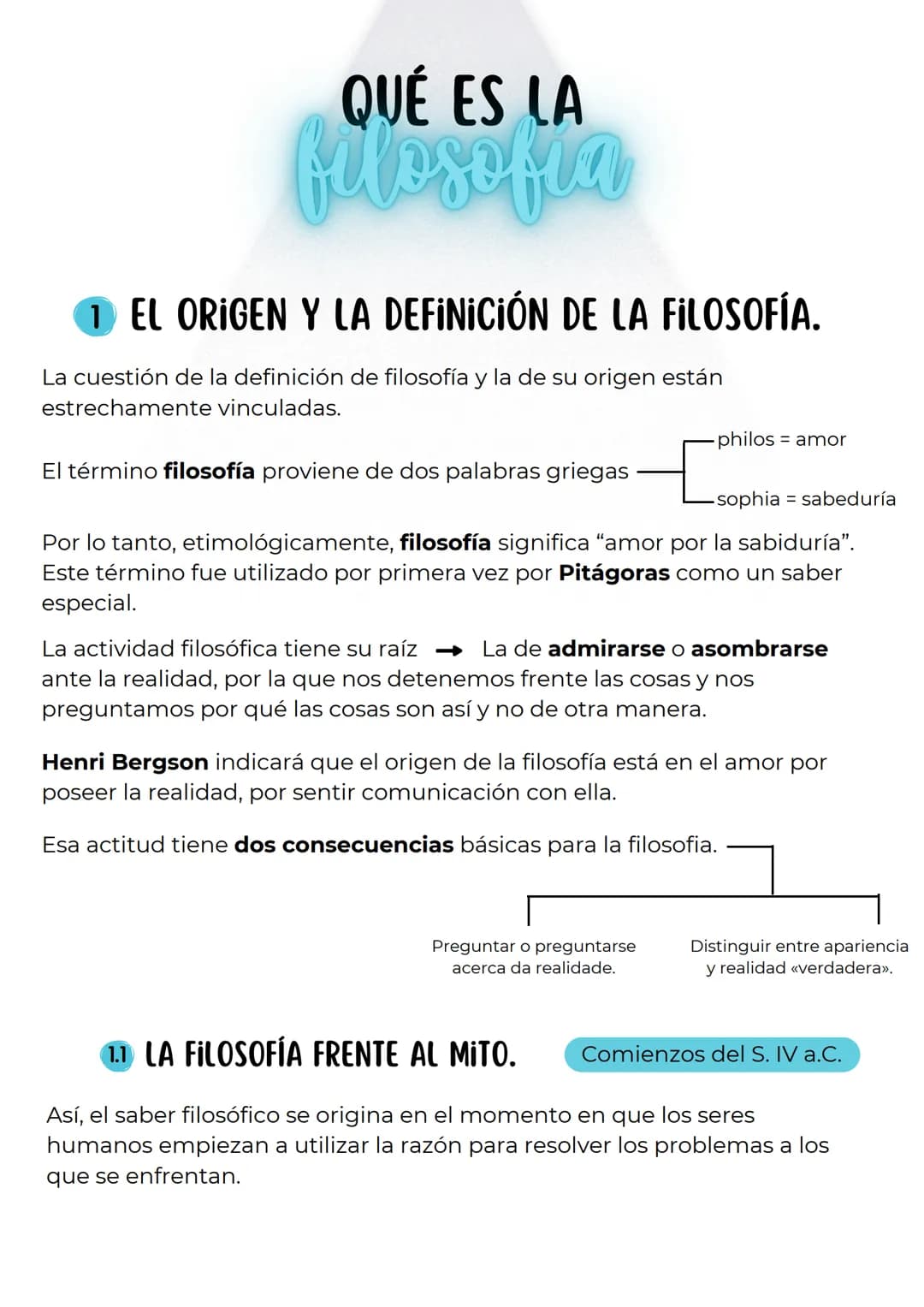 QUÉ ES LA
filosofia
1 EL ORIGEN Y LA DEFINICIÓN DE LA FILOSOFÍA.
La cuestión de la definición de filosofía y la de su origen están
estrecham
