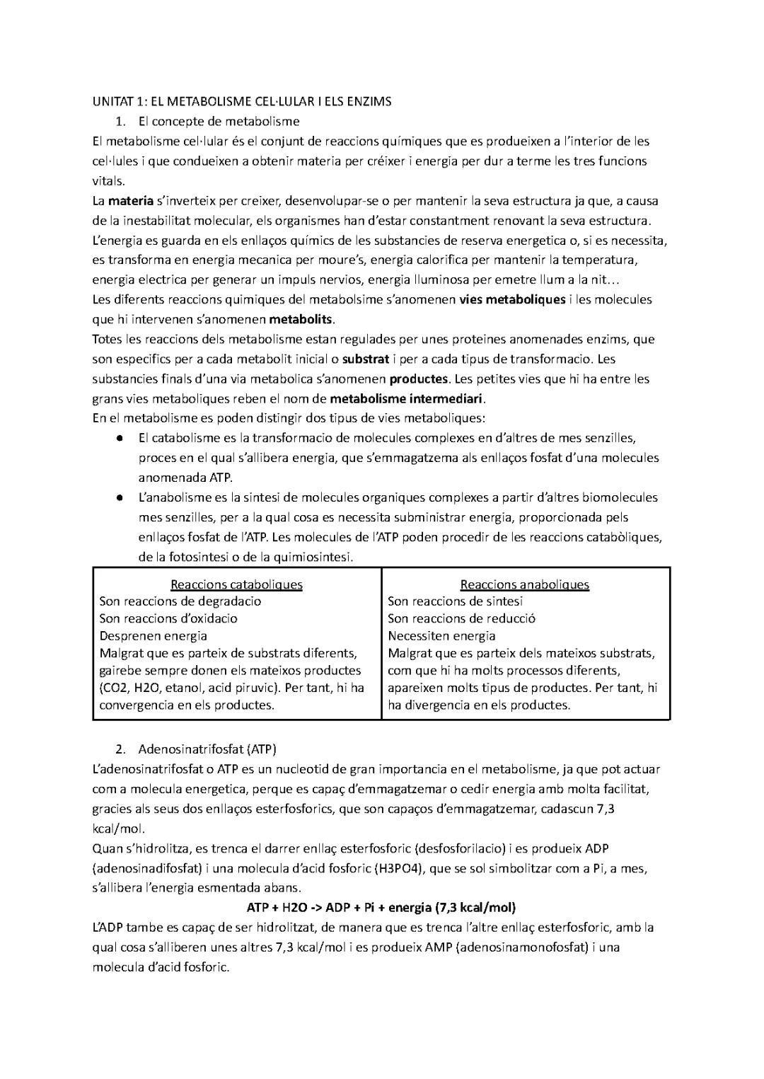 El metabolisme cel·lular i els enzims