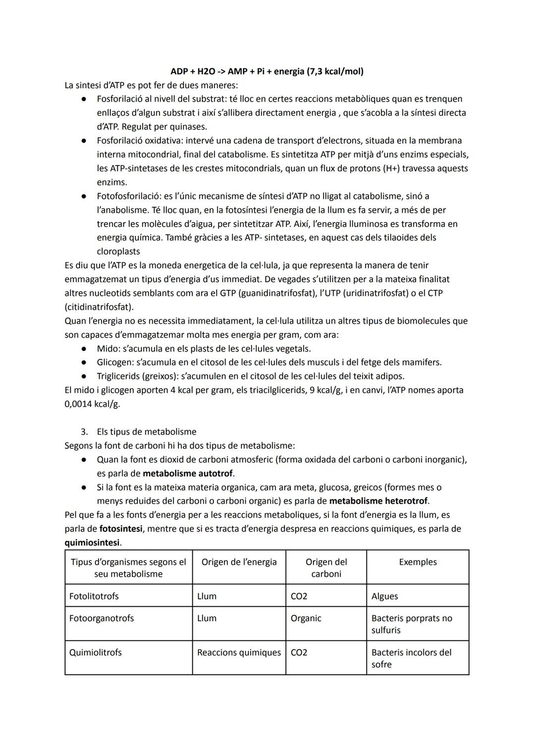 UNITAT 1: EL METABOLISME CEL·LULAR I ELS ENZIMS
1. El concepte de metabolisme
El metabolisme cel·lular és el conjunt de reaccions químiques 