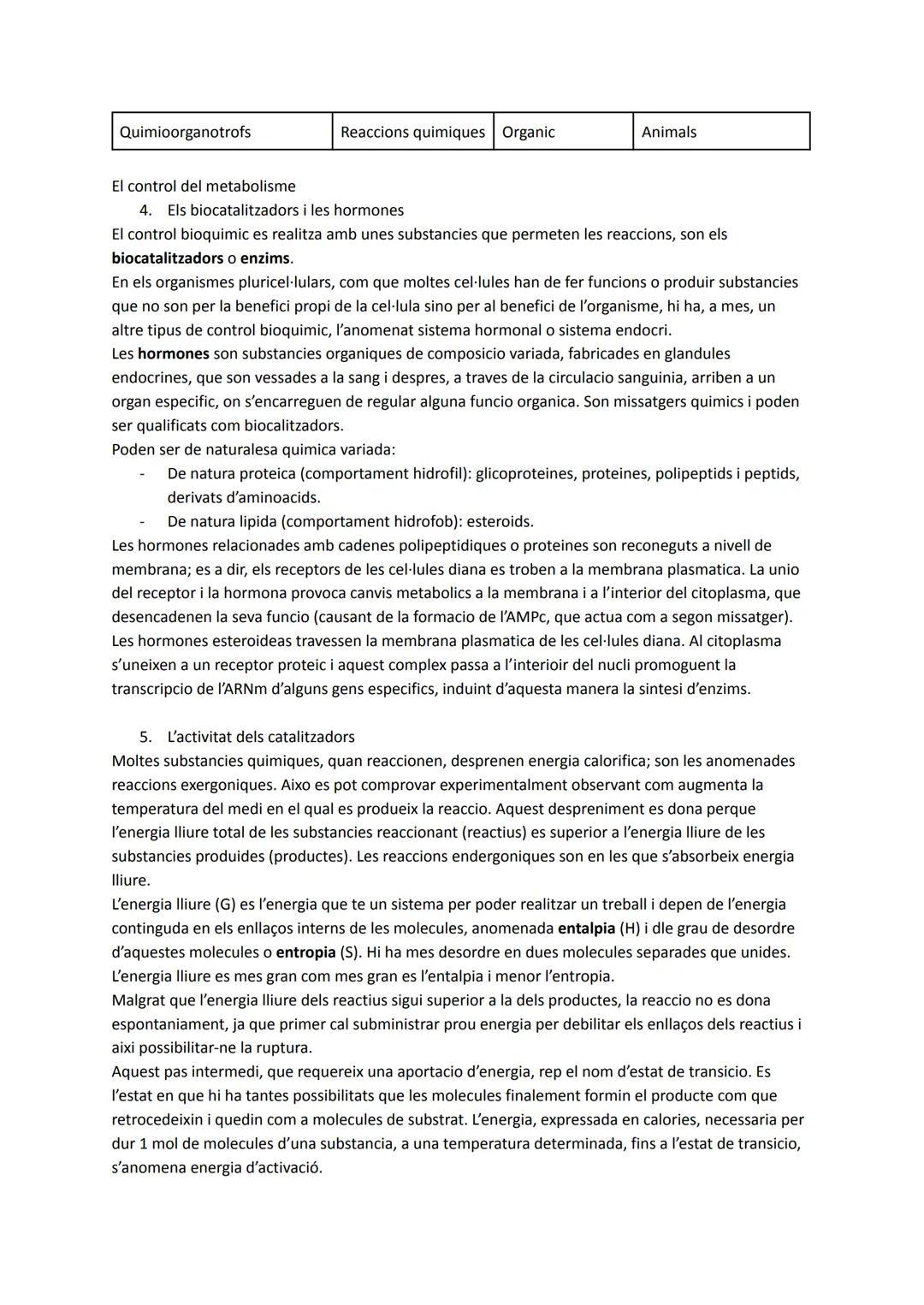 UNITAT 1: EL METABOLISME CEL·LULAR I ELS ENZIMS
1. El concepte de metabolisme
El metabolisme cel·lular és el conjunt de reaccions químiques 