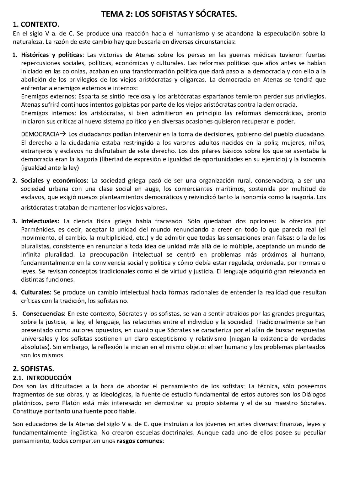 2. LOS SOFISTAS Y SÓCRATES