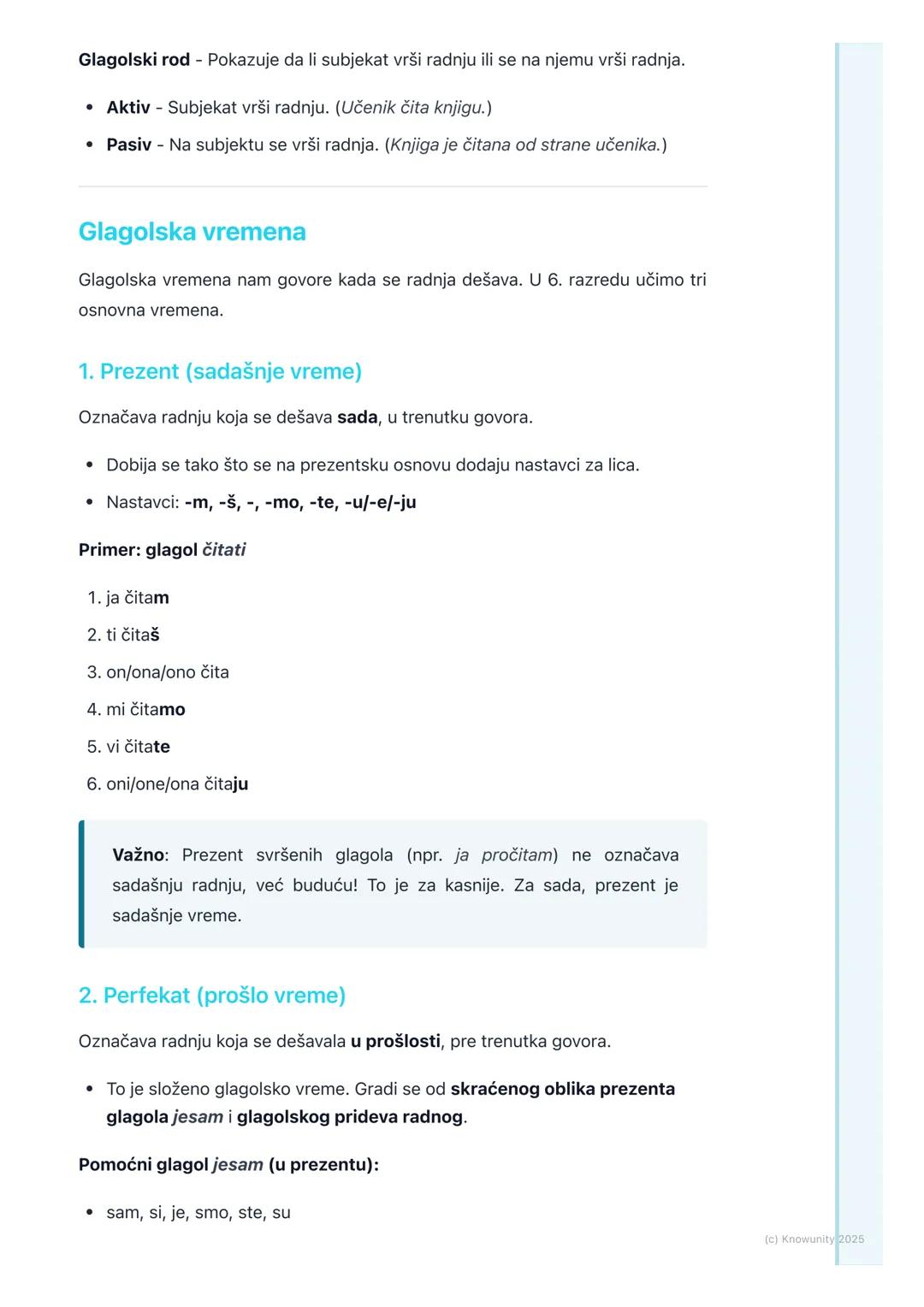 # Glagoli

## Šta su glagoli?

Glagoli su promenljive vrste reči. Oni označavaju radnju (npr. čitati, pisati,
trčati), stanje u kome se neko