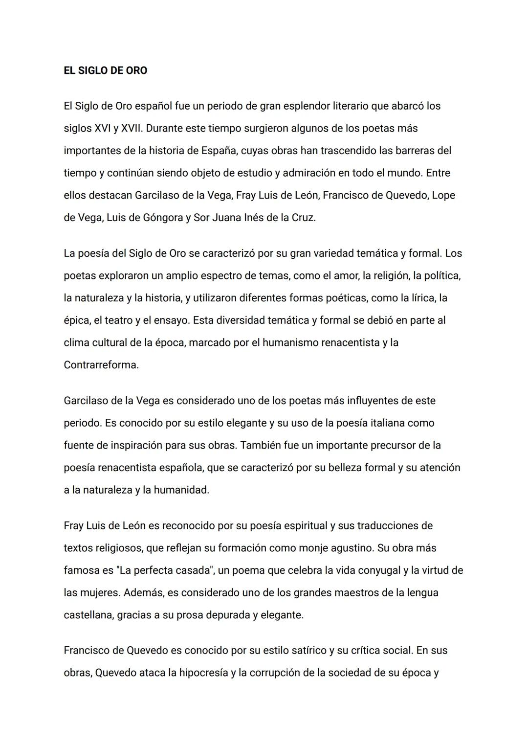 EL SIGLO DE ORO
El Siglo de Oro español fue un periodo de gran esplendor literario que abarcó los
siglos XVI y XVII. Durante este tiempo sur