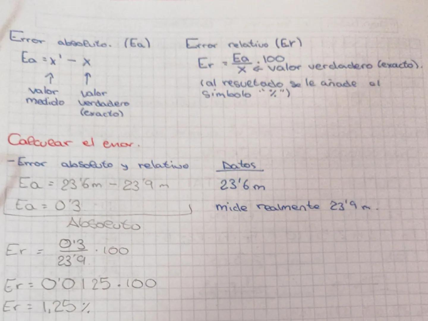 Errores de medida.
Toda medida está afectada por un enor. Cuanto más
exacta sea la medida menor será el error.
Accidental
Causa imprevisible