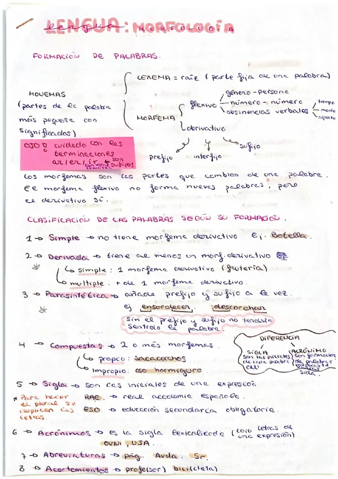 Morfología 1 bachillerato 