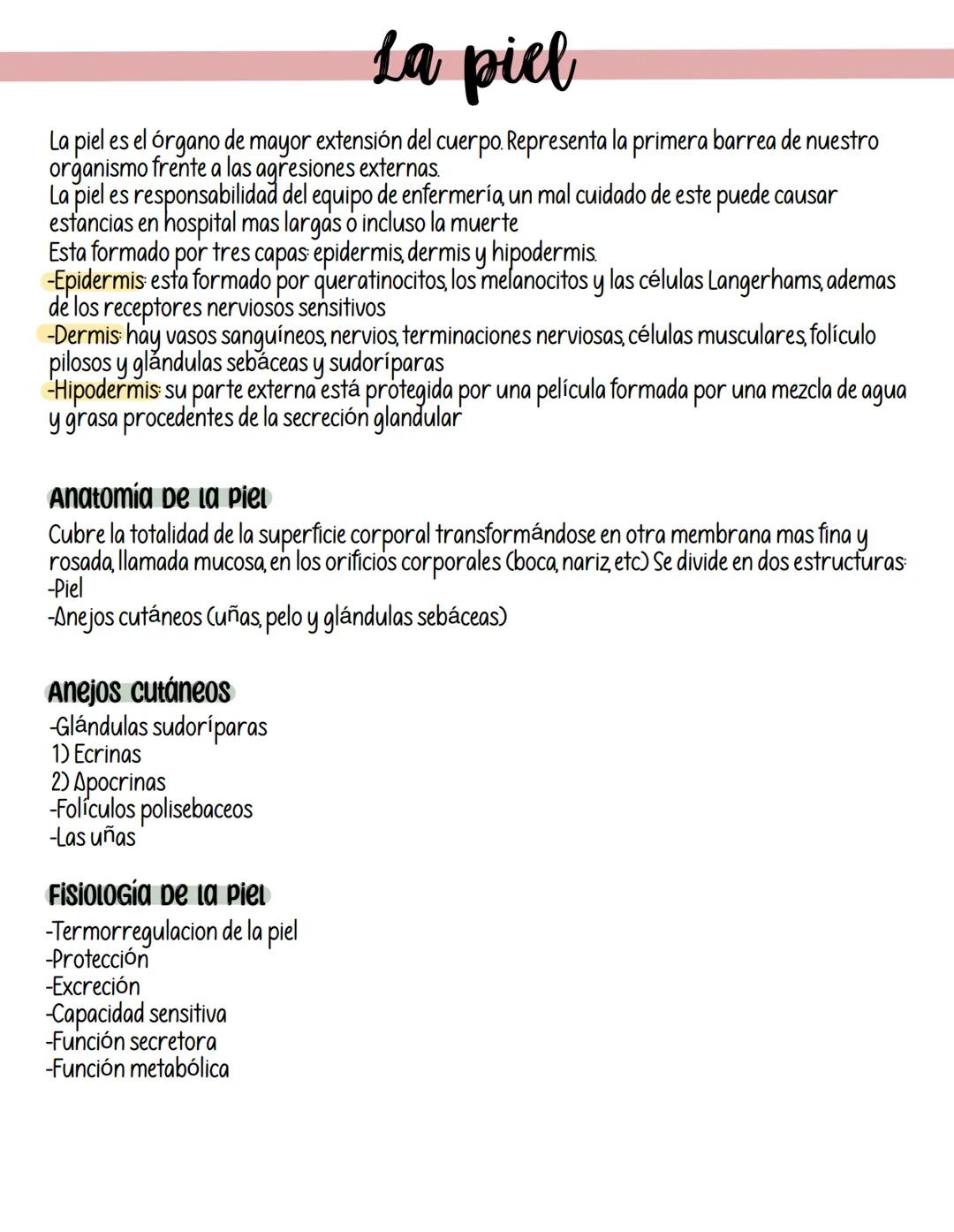 La piel
La piel es el órgano de mayor extensión del cuerpo. Representa la primera barrea de nuestro
organismo frente a las agresiones extern