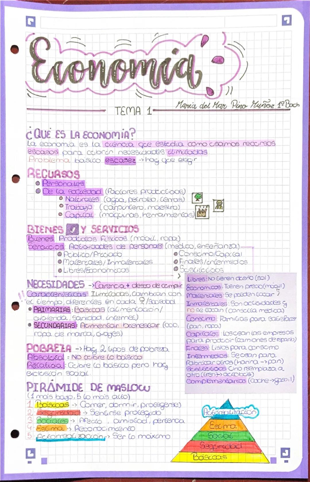 # Economia

TEMA 1-

11

Maria del Mar Pino Muñoz 1º Bach

¿QUÉ ES LA ECONOMIA?

La economia es la ciencia que estodia como asamos recursos
