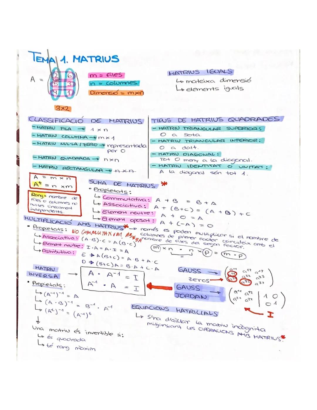 # TEMA 1. MATRIUS

A =
```
2
5
4
```
6
3
1
```
$m$ = files
$n$ = columnes
Dimensió = $mxn$

HATRIUS IGUALS
Lo mateixa dimensió
Lo elements i
