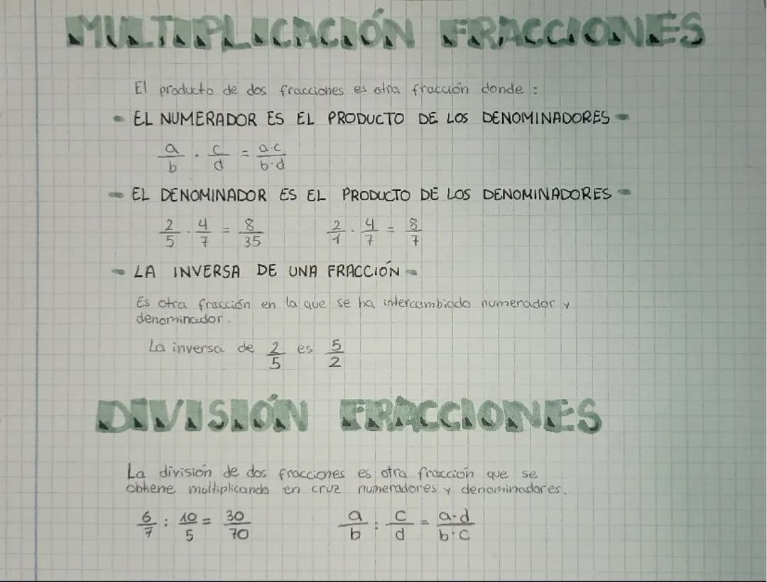 MULTIPLICACIÓN Y DIVISIÓN DE FRACIONES