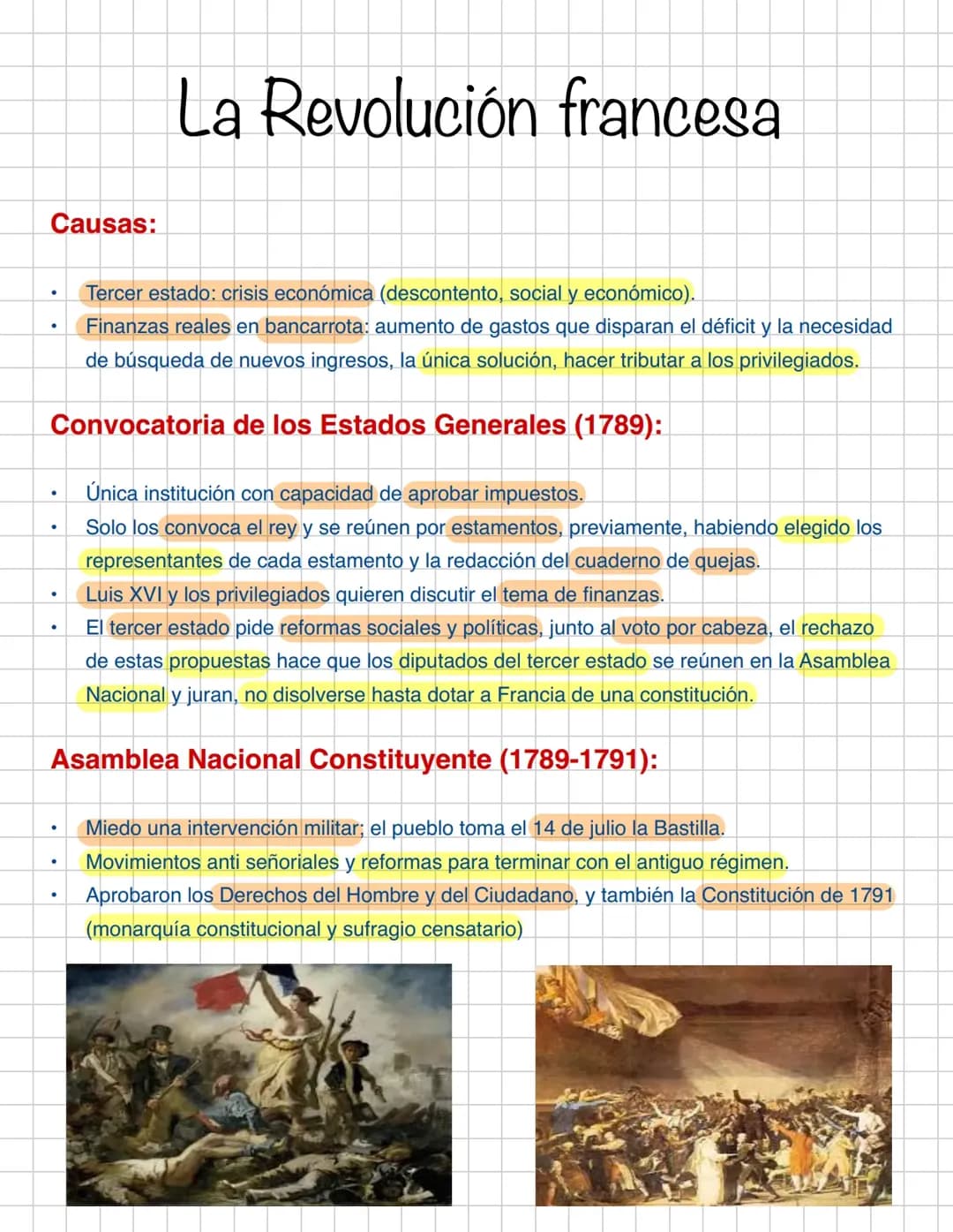 Causas de la Revolución Francesa: Crisis Económica, Asamblea Nacional y Derechos del Hombre
