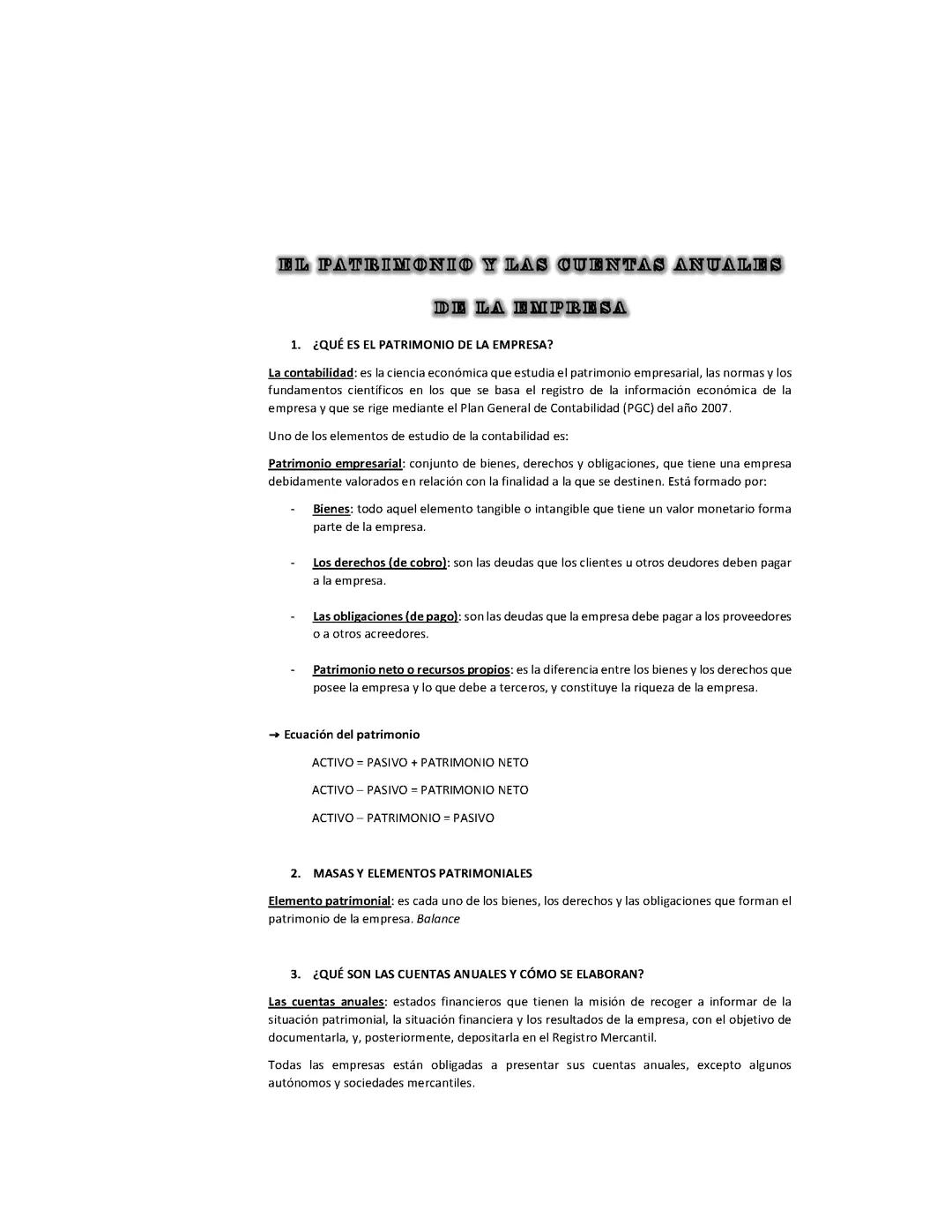Tema 8: El Patrimonio y las Cuentas Anuales de una Empresa