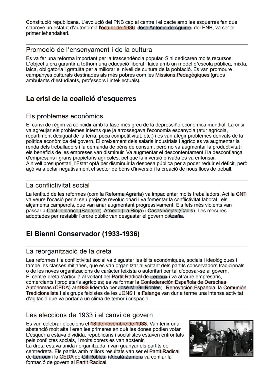 La Segona República (1931-1936)
La proclamació de la República
El 12 d'abril de 1931, es celebren eleccions municipals amb un augment de la 