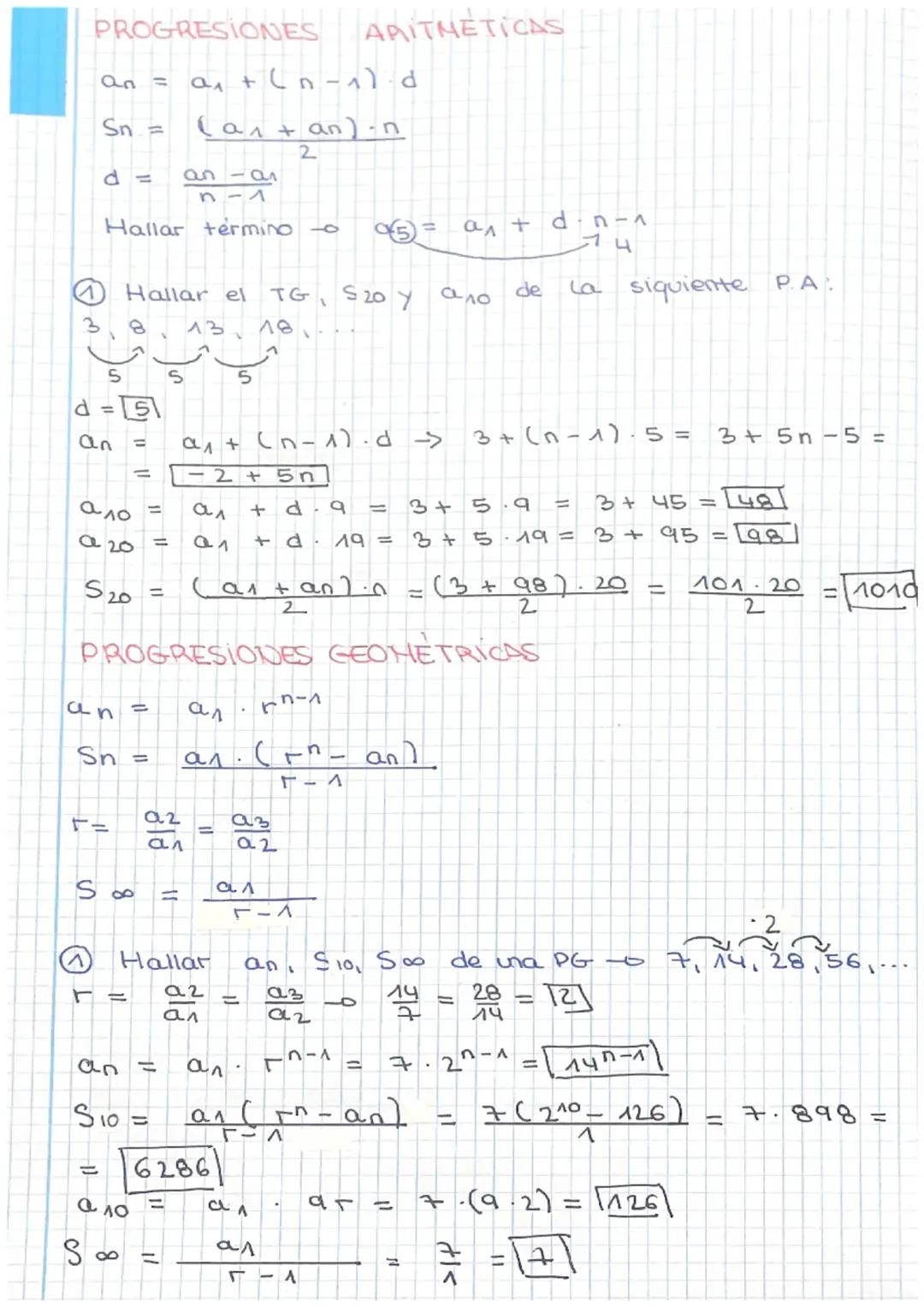 Progresiones aritméticas y geométricas