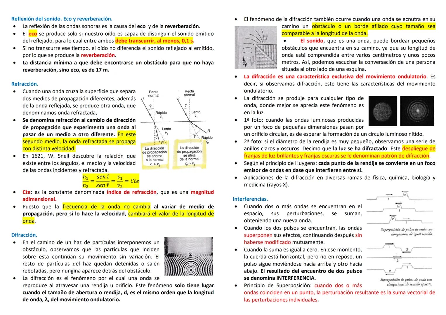 Fenómenos Ondulatorios. Frente de Onda y rayos.
Toda onda transmite una perturbación periódica que va alcanzando, los puntos
del medio donde