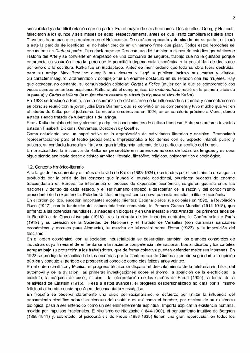 KAFKA: LA METAMORFOSIS
O. Comentario introductorio de la obra
1
Franz Kafka (1883-1924), escritor judío de lengua alemana y técnico en segur