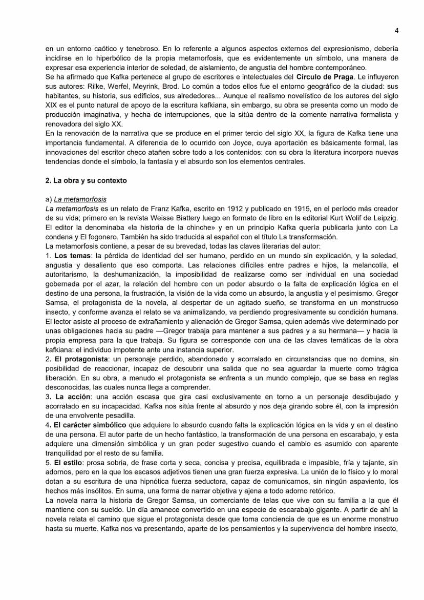 KAFKA: LA METAMORFOSIS
O. Comentario introductorio de la obra
1
Franz Kafka (1883-1924), escritor judío de lengua alemana y técnico en segur