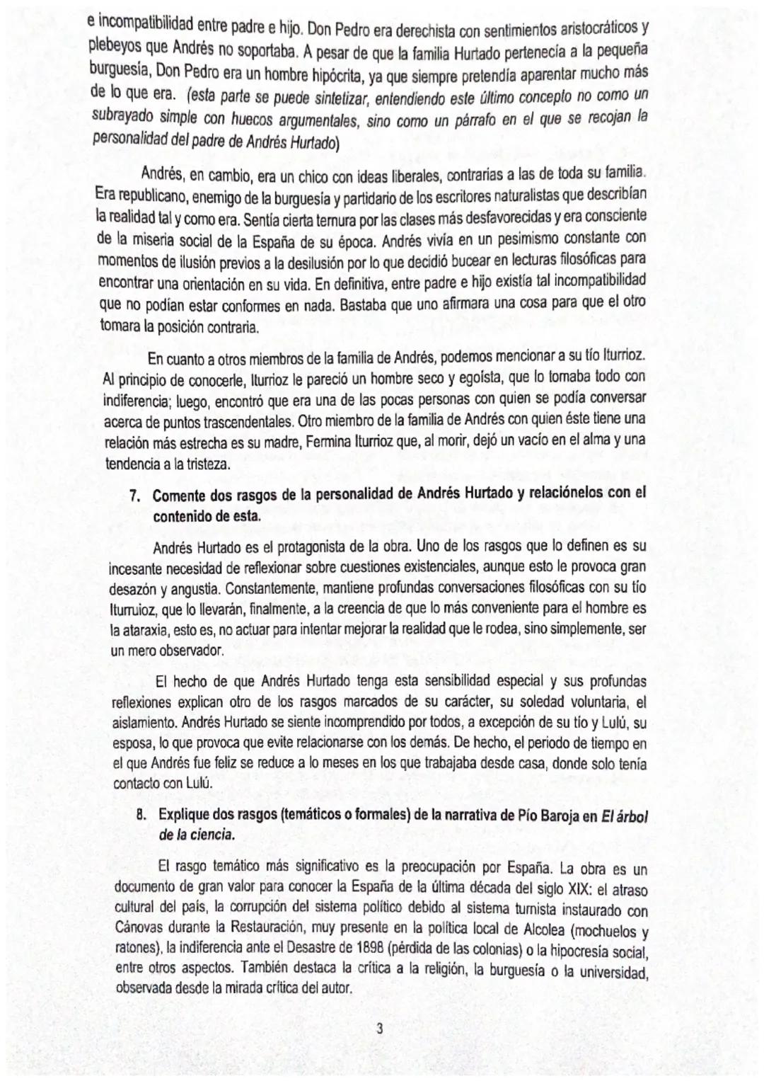 PREGUNTA 5B
EL ÁRBOL DE LA CIENCIA
1. Explique brevemente cuál es el sentido del título de El árbol de la ciencia, indique
qué personajes de