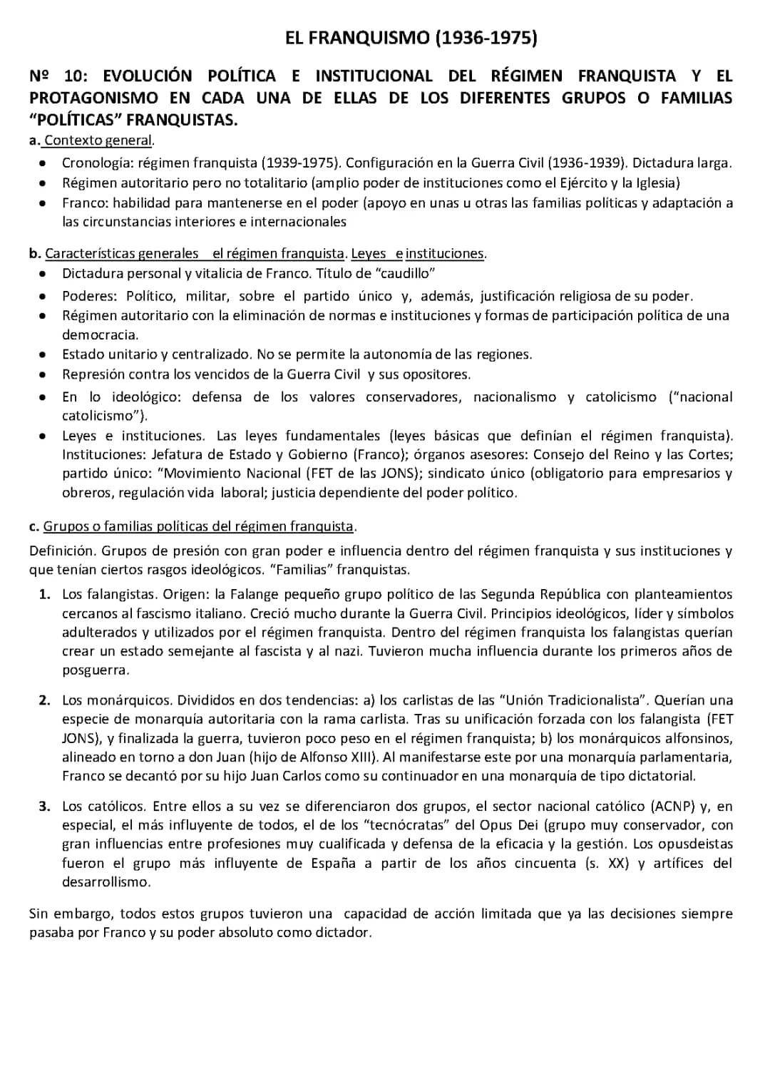 8. EL FRANQUISMO