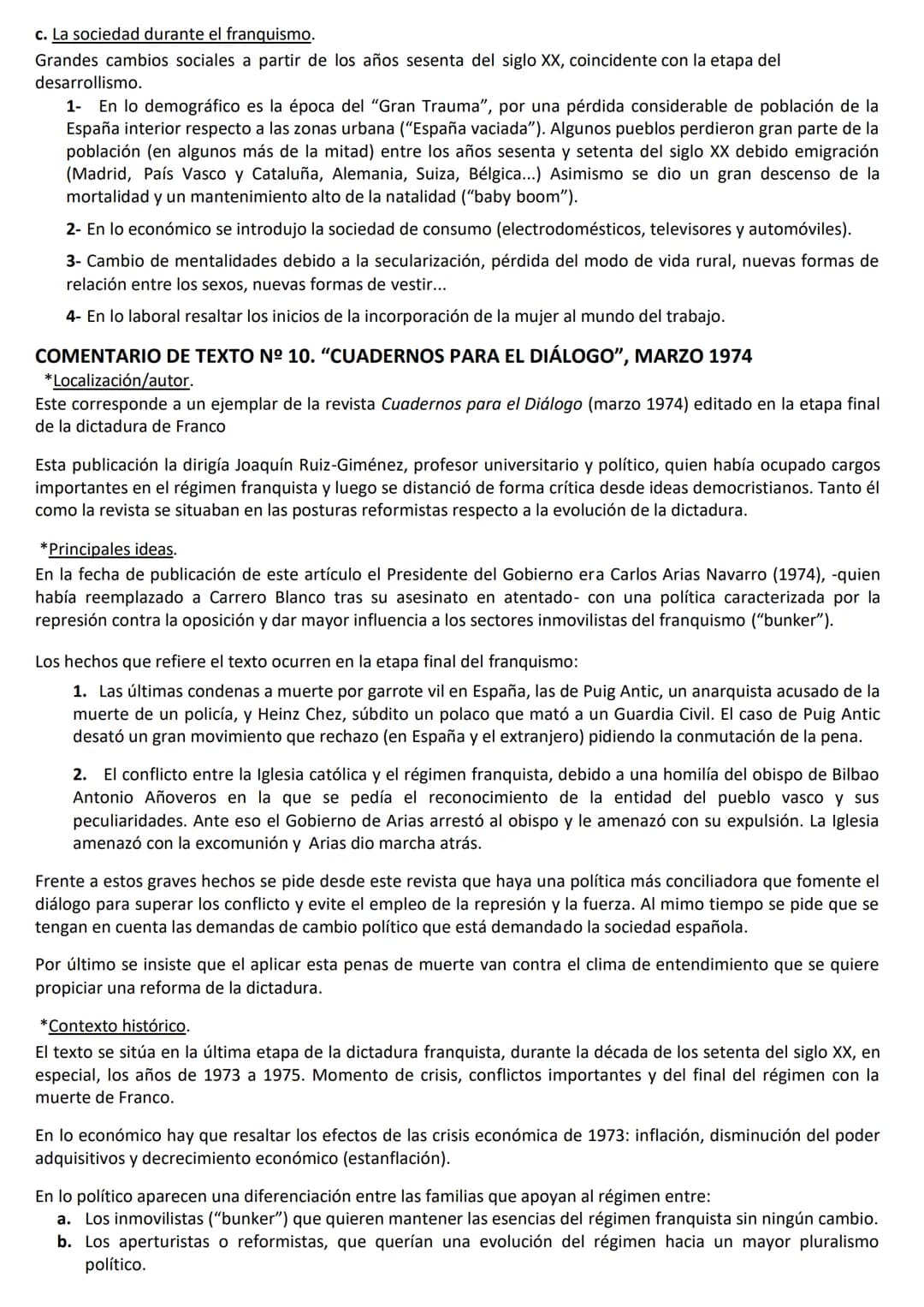 EL FRANQUISMO (1936-1975)
No 10: EVOLUCIÓN POLÍTICA E INSTITUCIONAL DEL RÉGIMEN FRANQUISTA Y EL
PROTAGONISMO EN CADA UNA DE ELLAS DE LOS DIF