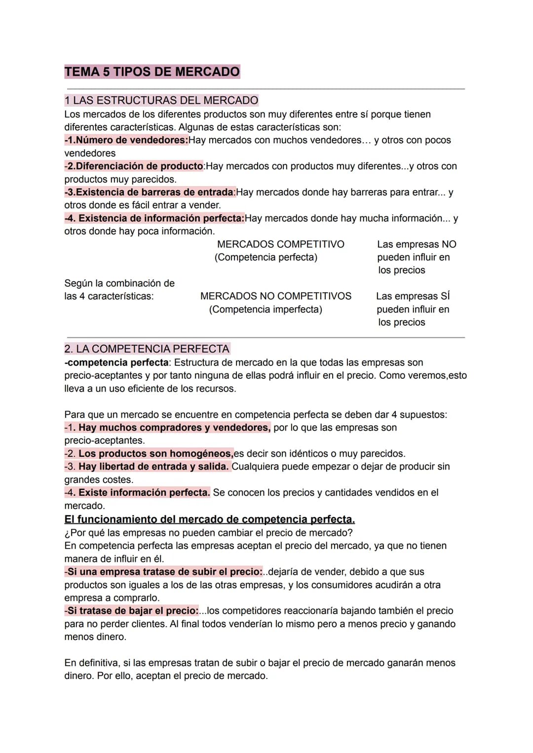 TEMA 5 TIPOS DE MERCADO
1 LAS ESTRUCTURAS DEL MERCADO
Los mercados de los diferentes productos son muy diferentes entre sí porque tienen
dif