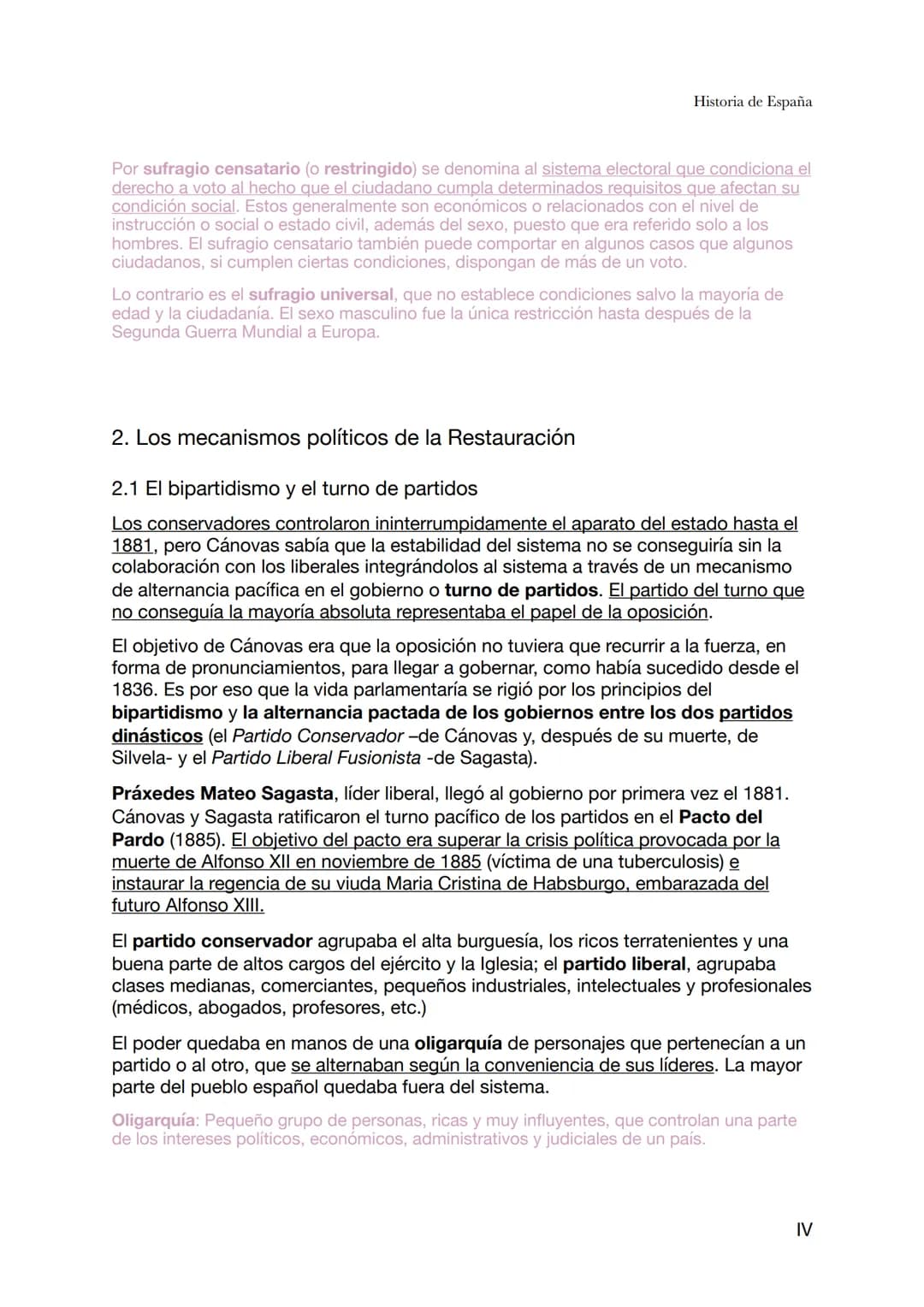 Historia de España
Tema 4 - La Restauración (1ª parte de la Restauración: 1874-1898)
La restauración de Borbón en España el 1874 dio nombre 
