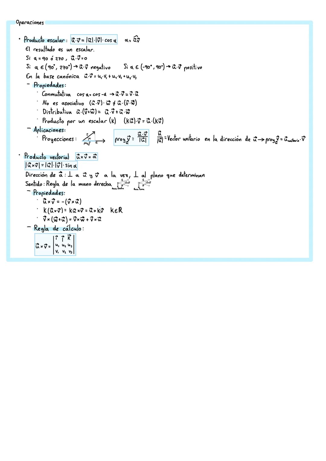 Vectores
Vectores libres y fijos
Vector fijo: Tiene origen y extremo AB
Vector libre: V = (V₁, V₂, V₂) en R² V₁ ER
V₁, V₂, V3 son las compon
